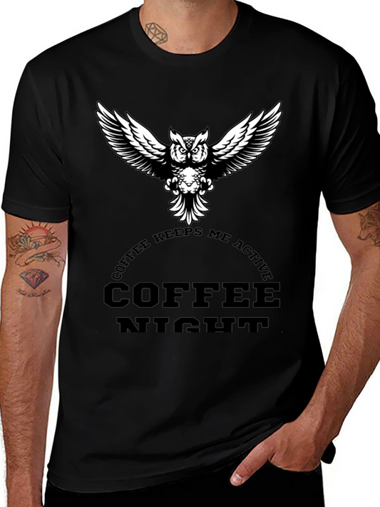 Coffee Night Owl Graphic Tee - Black