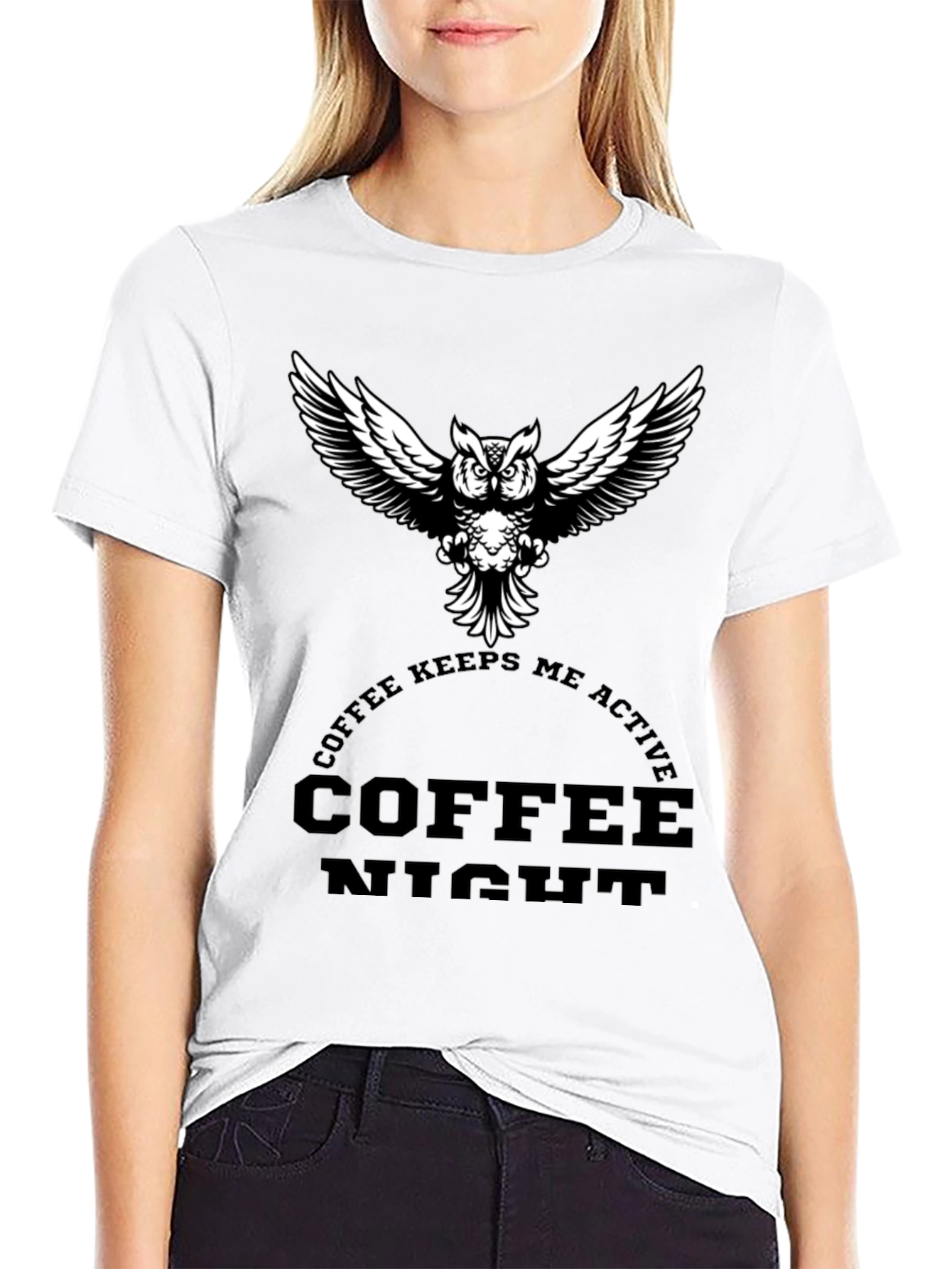 Coffee Night Owl Graphic Tee - Black