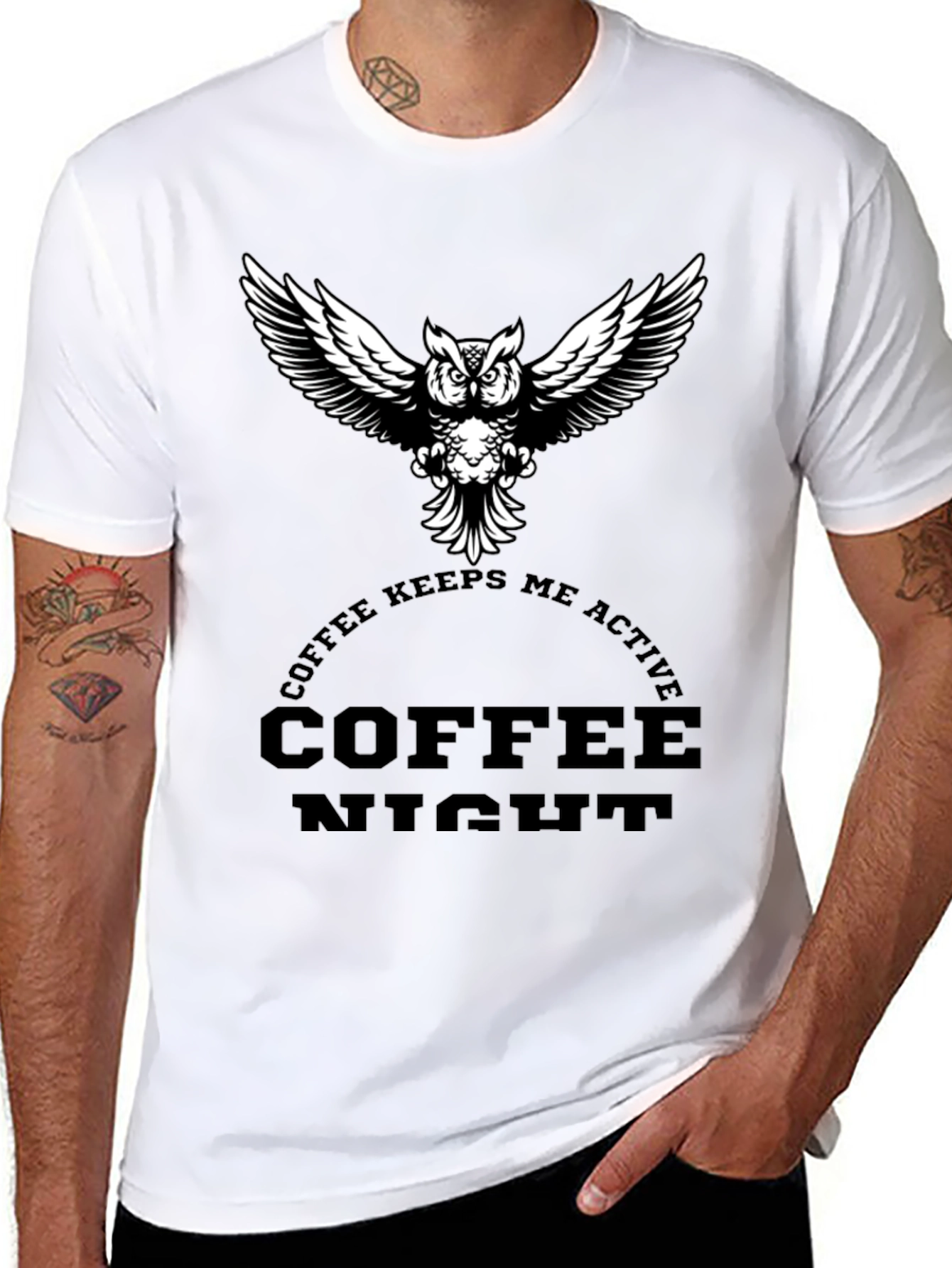 Coffee Night Owl Graphic Tee - Black