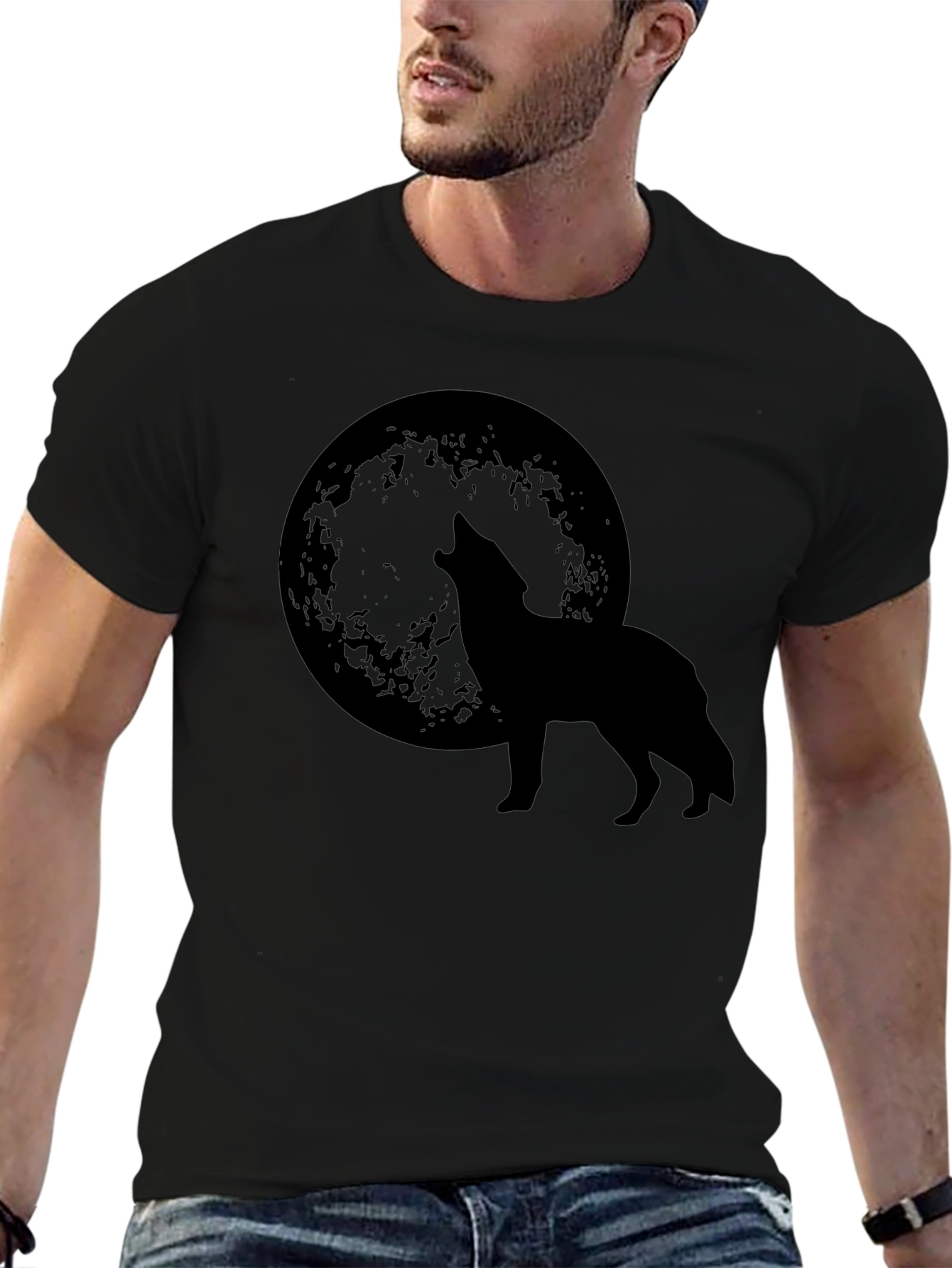 Wolf Howling at Moon Graphic T-Shirt