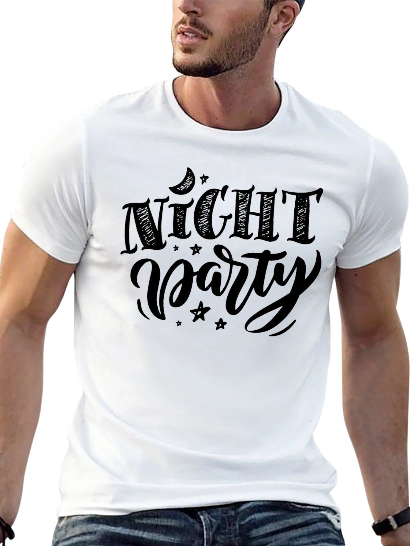Night Party Graphic Tee - Stylish Black T-Shirt