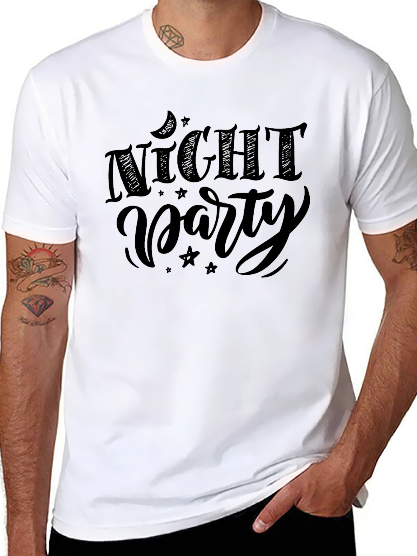 Night Party Graphic Tee - Stylish Black T-Shirt