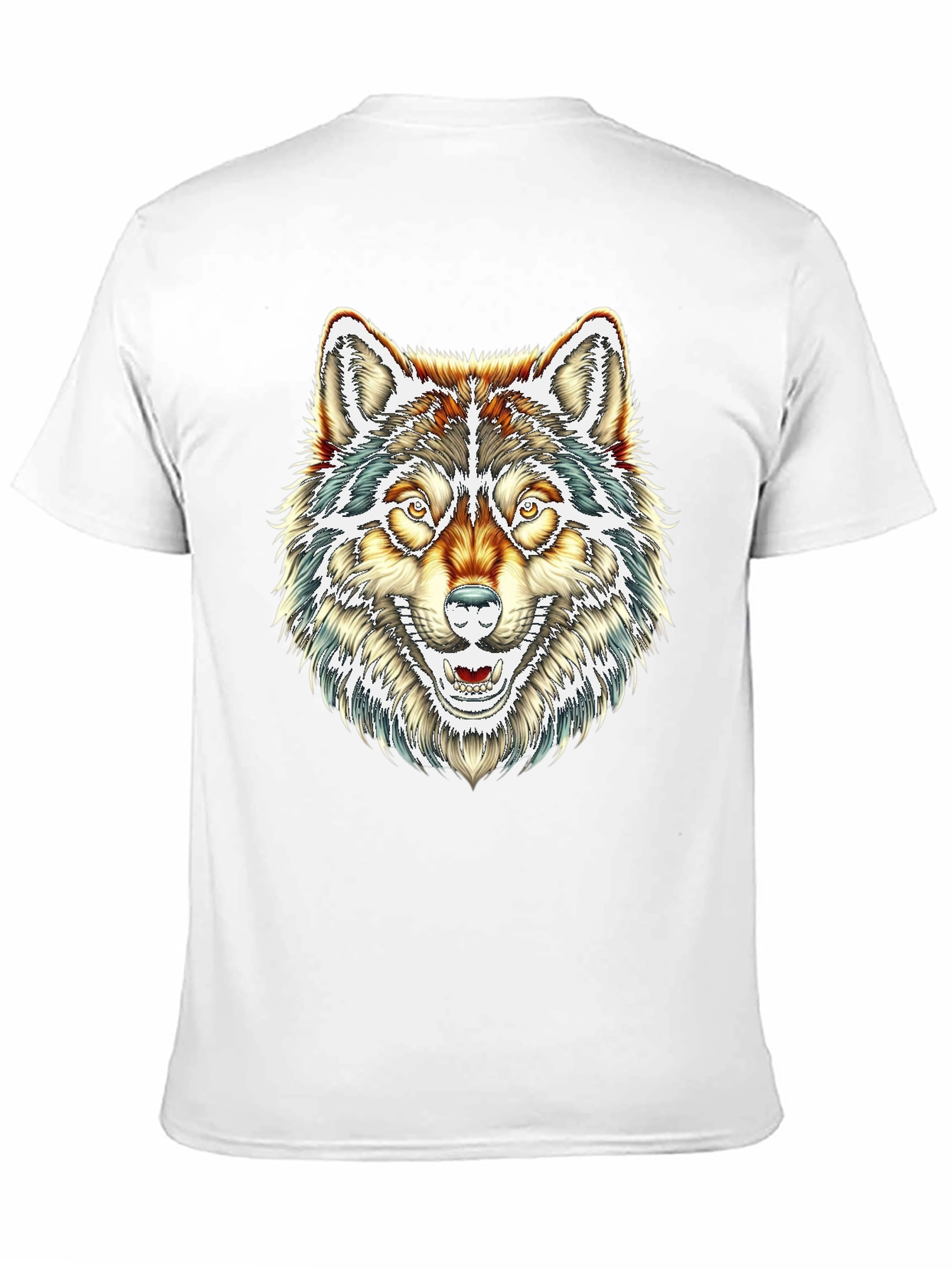 Mens Black T-Shirt with Wolf Graphic