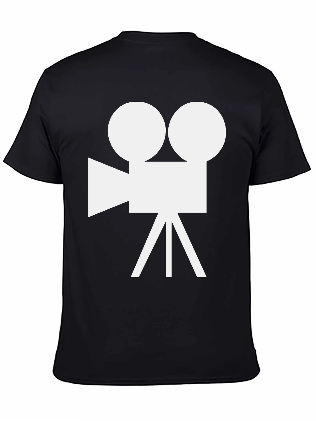 Retro Camera Graphic Tee - Black Cotton Shirt