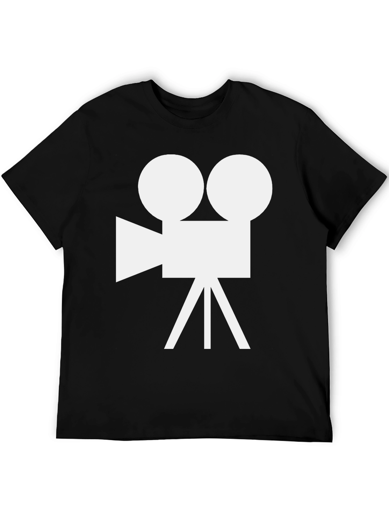 Retro Camera Graphic Tee - Black Cotton Shirt