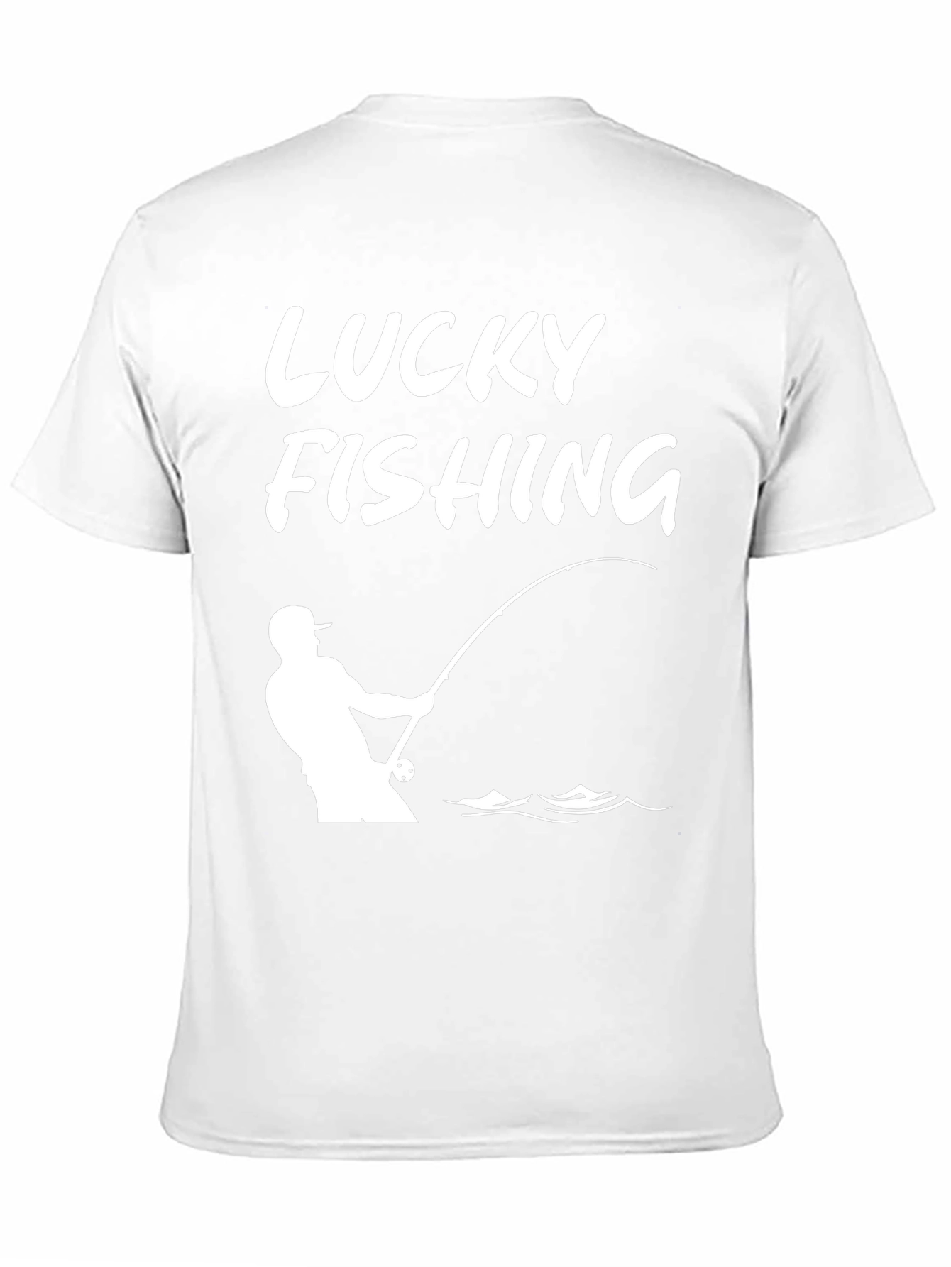 Lucky Fishing Graphic Tee - Black Cotton T-Shirt