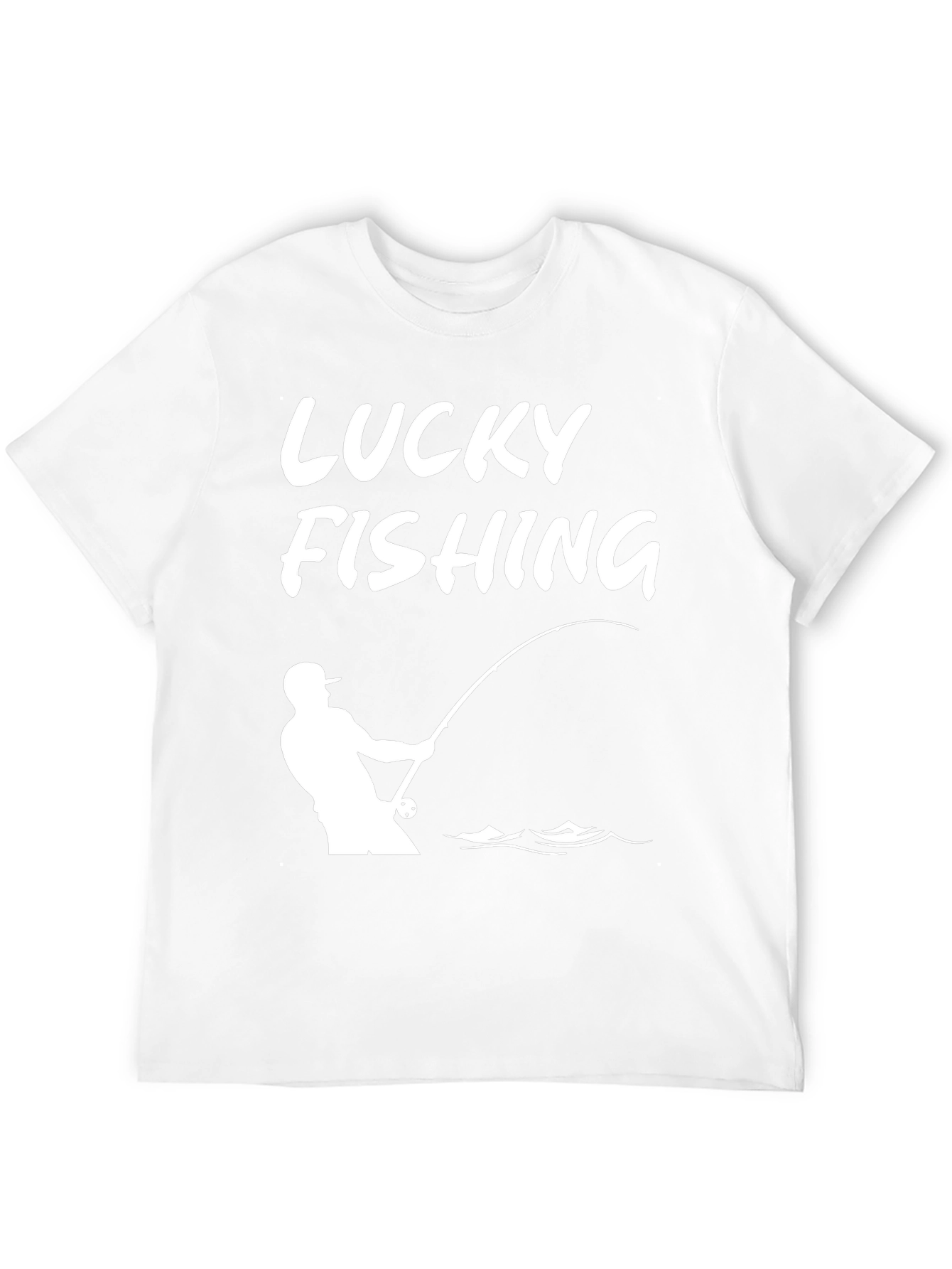 Lucky Fishing Graphic Tee - Black Cotton T-Shirt