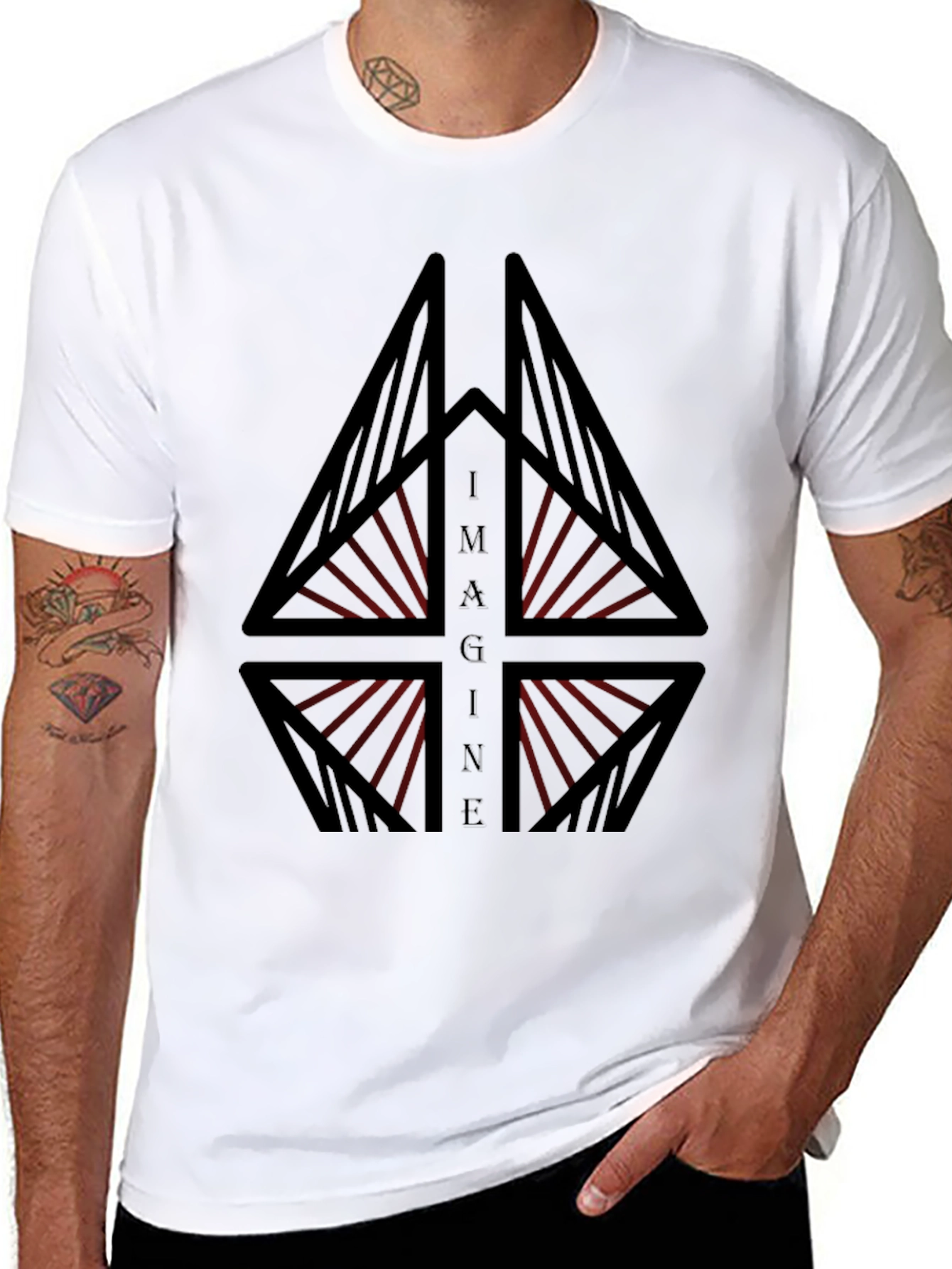 Imagine Graphic Tee - Modern Geometric Design