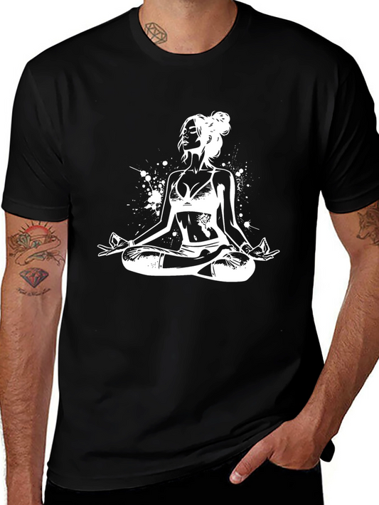 Yoga Woman Graphic Tee - Black Cotton Blend