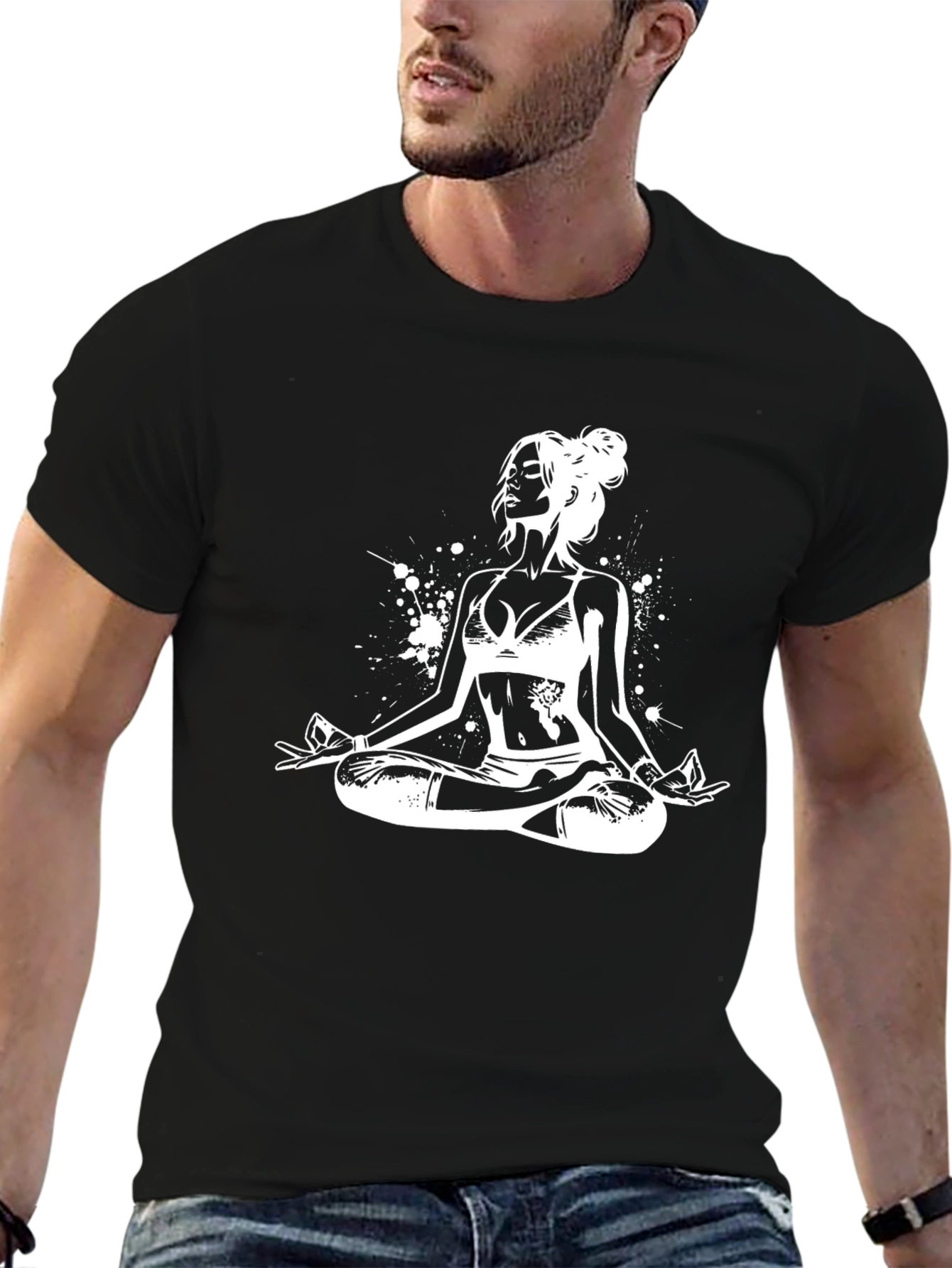 Yoga Woman Graphic Tee - Black Cotton Blend