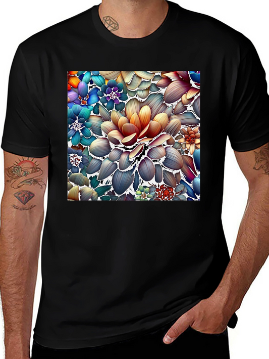 Floral Art Graphic Tee - Unique Colorful Design
