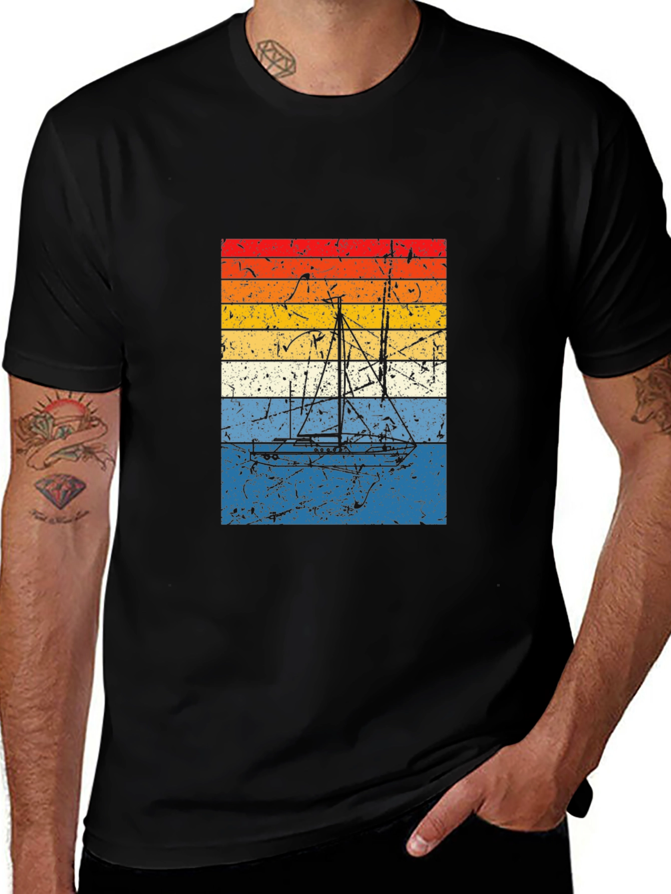 Retro Sunset Sailboat Graphic Tee