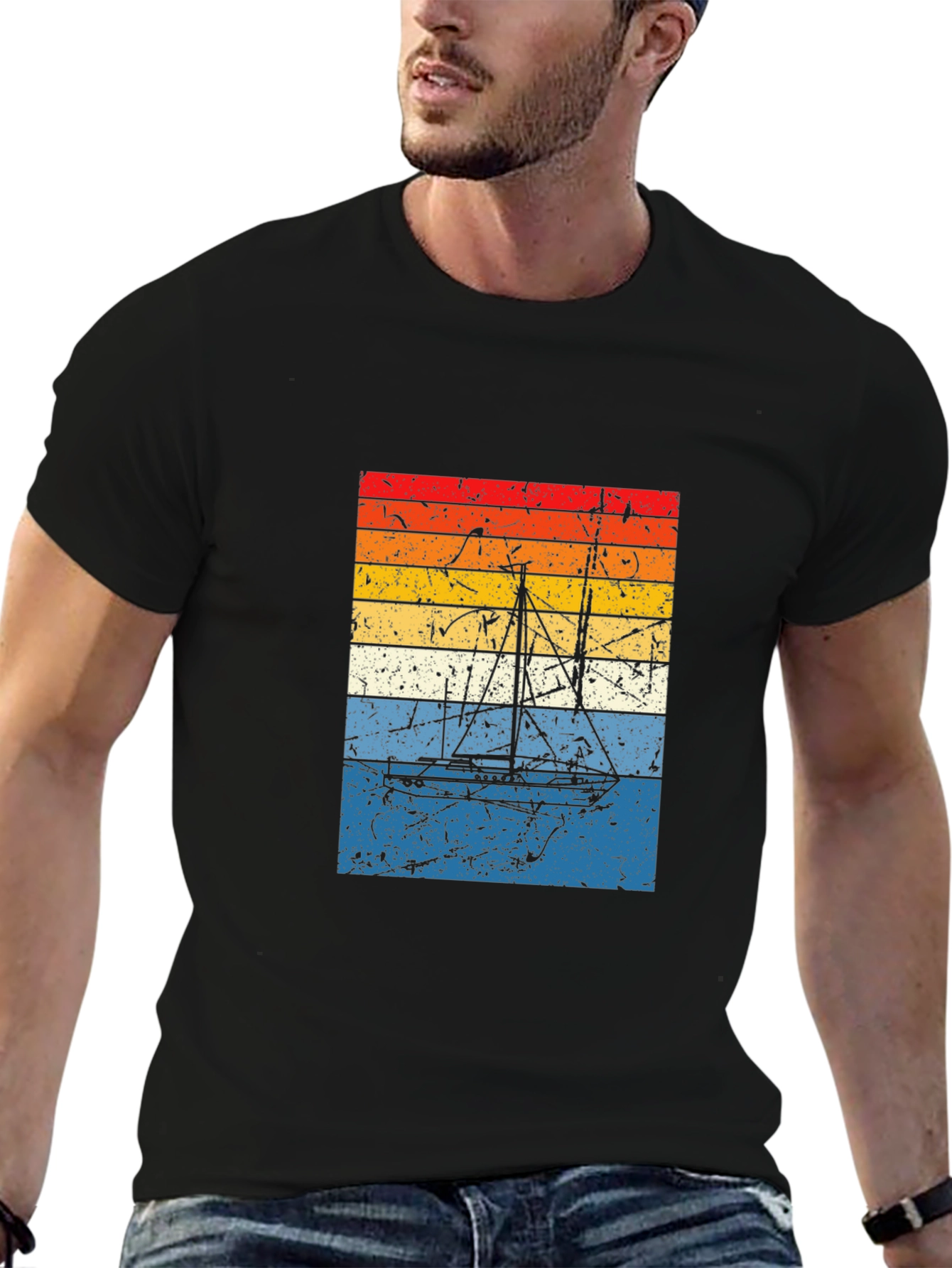 Retro Sunset Sailboat Graphic Tee