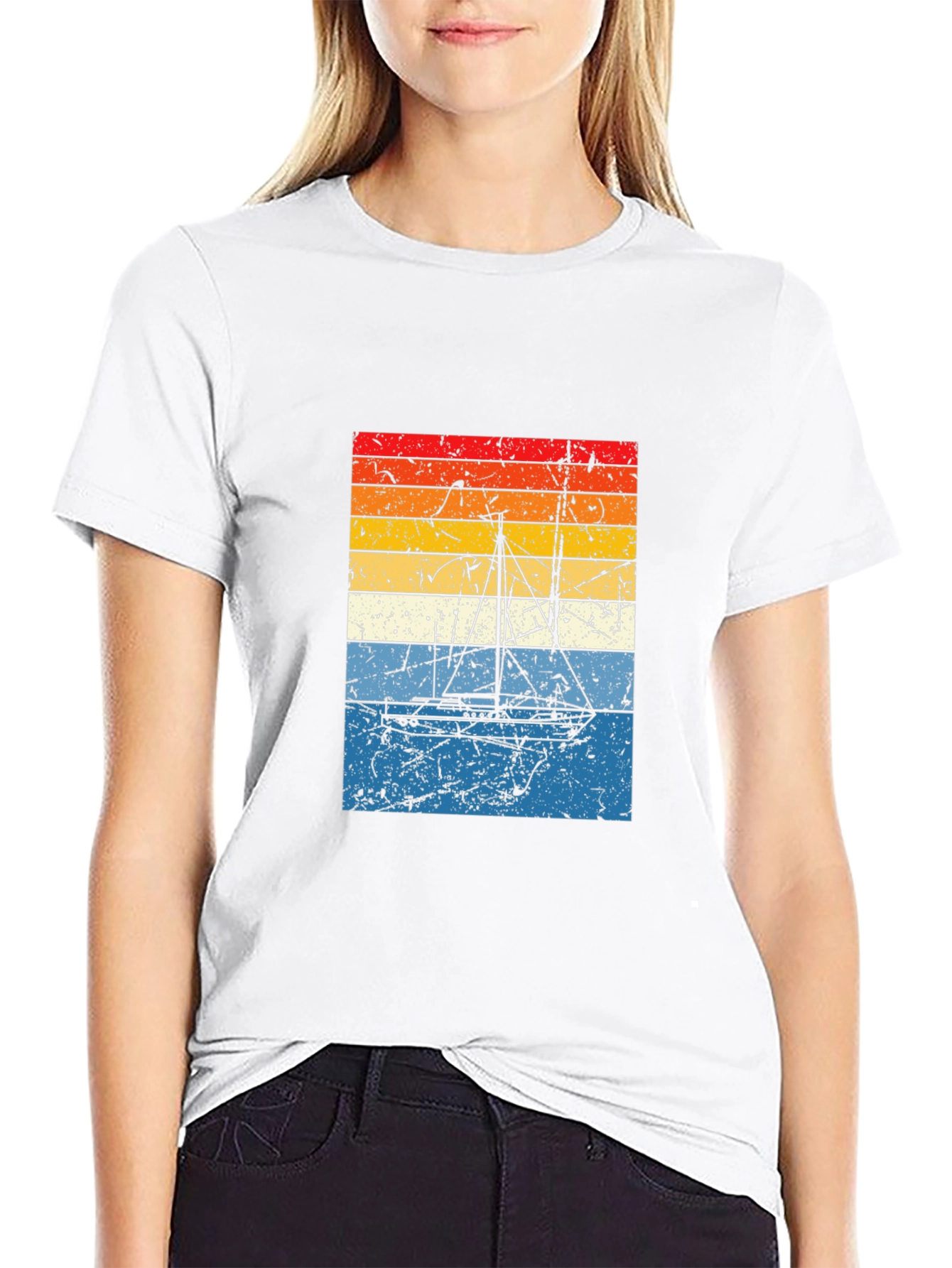 Retro Sunset Sailboat Graphic Tee