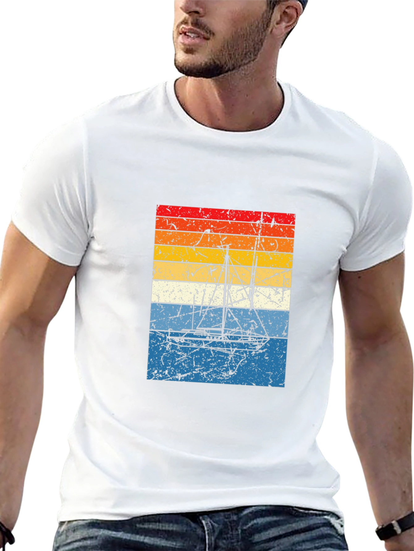 Retro Sunset Sailboat Graphic Tee