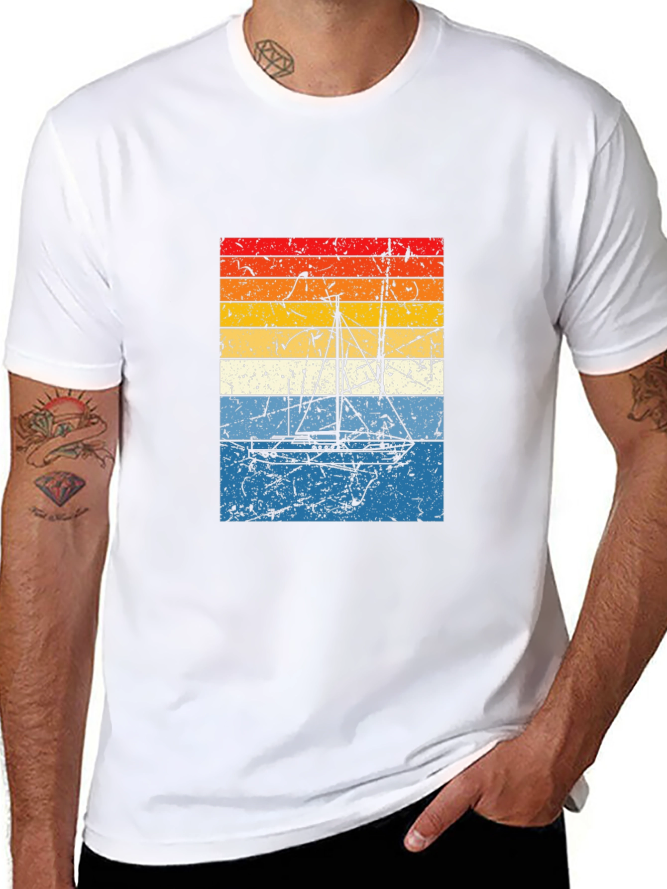 Retro Sunset Sailboat Graphic Tee