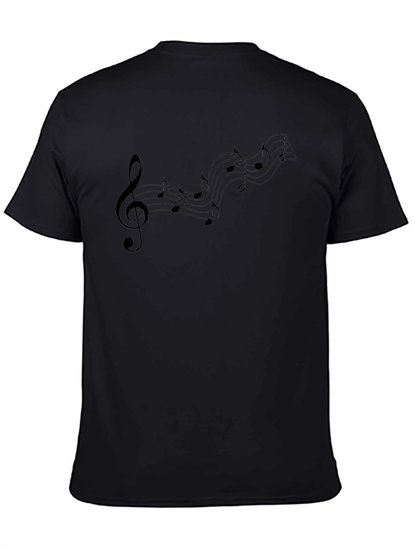 Musical Notes Graphic Black T-Shirt