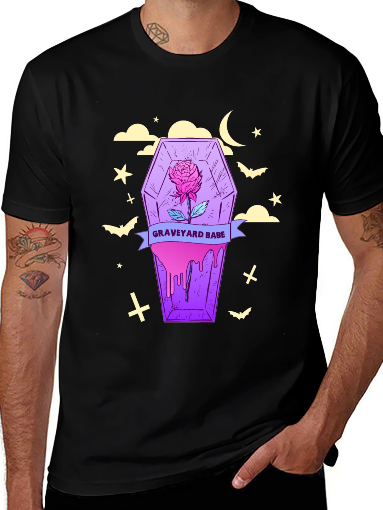 Graveyard Babe T-Shirt: Spooky Coffin Rose Tee