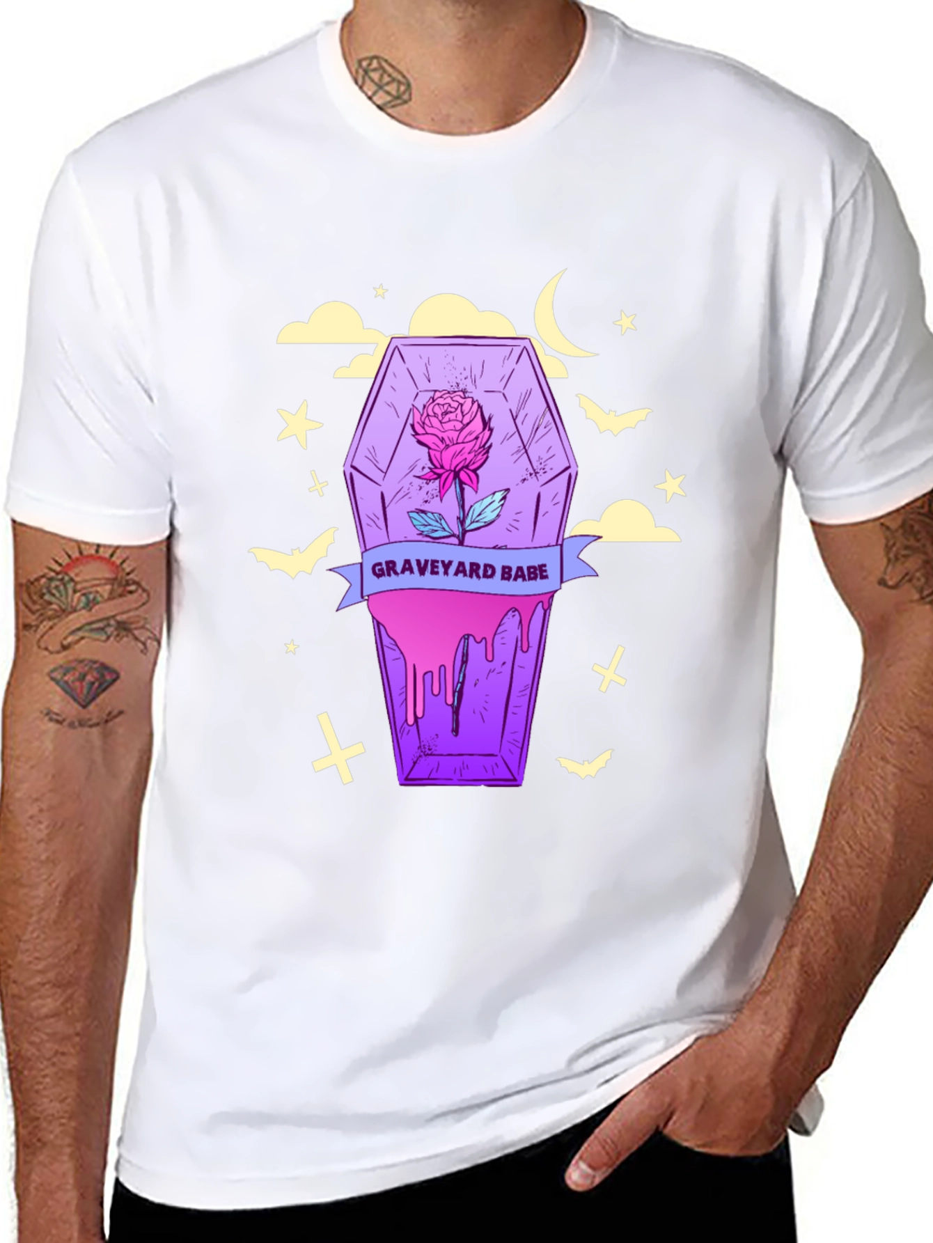 Graveyard Babe T-Shirt: Spooky Coffin Rose Tee