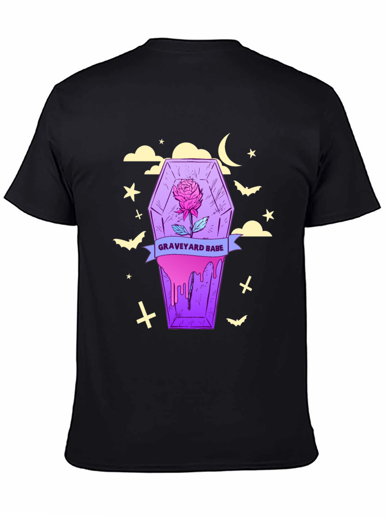 Graveyard Babe T-Shirt: Spooky Coffin Rose Tee