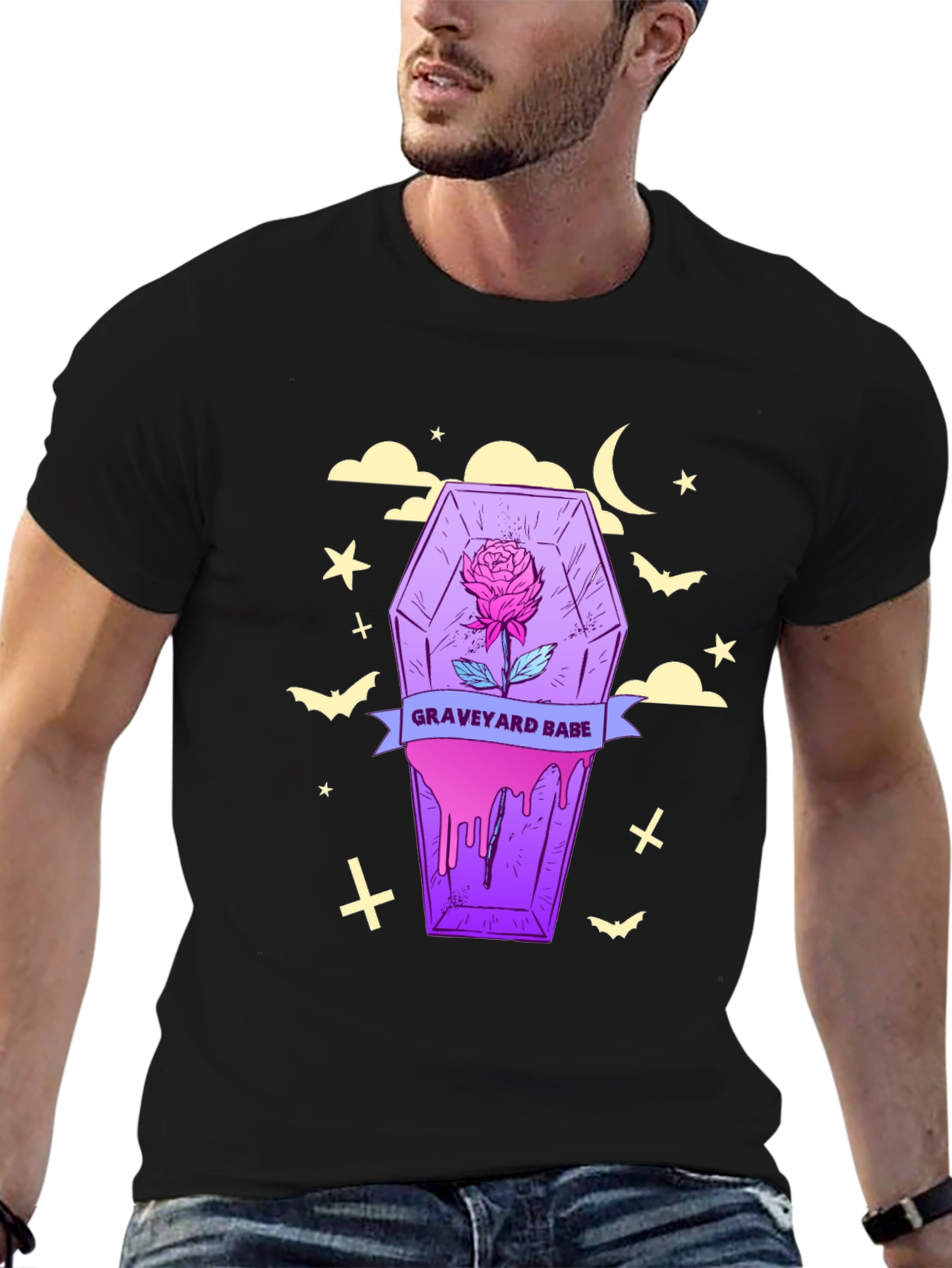Graveyard Babe T-Shirt: Spooky Coffin Rose Tee