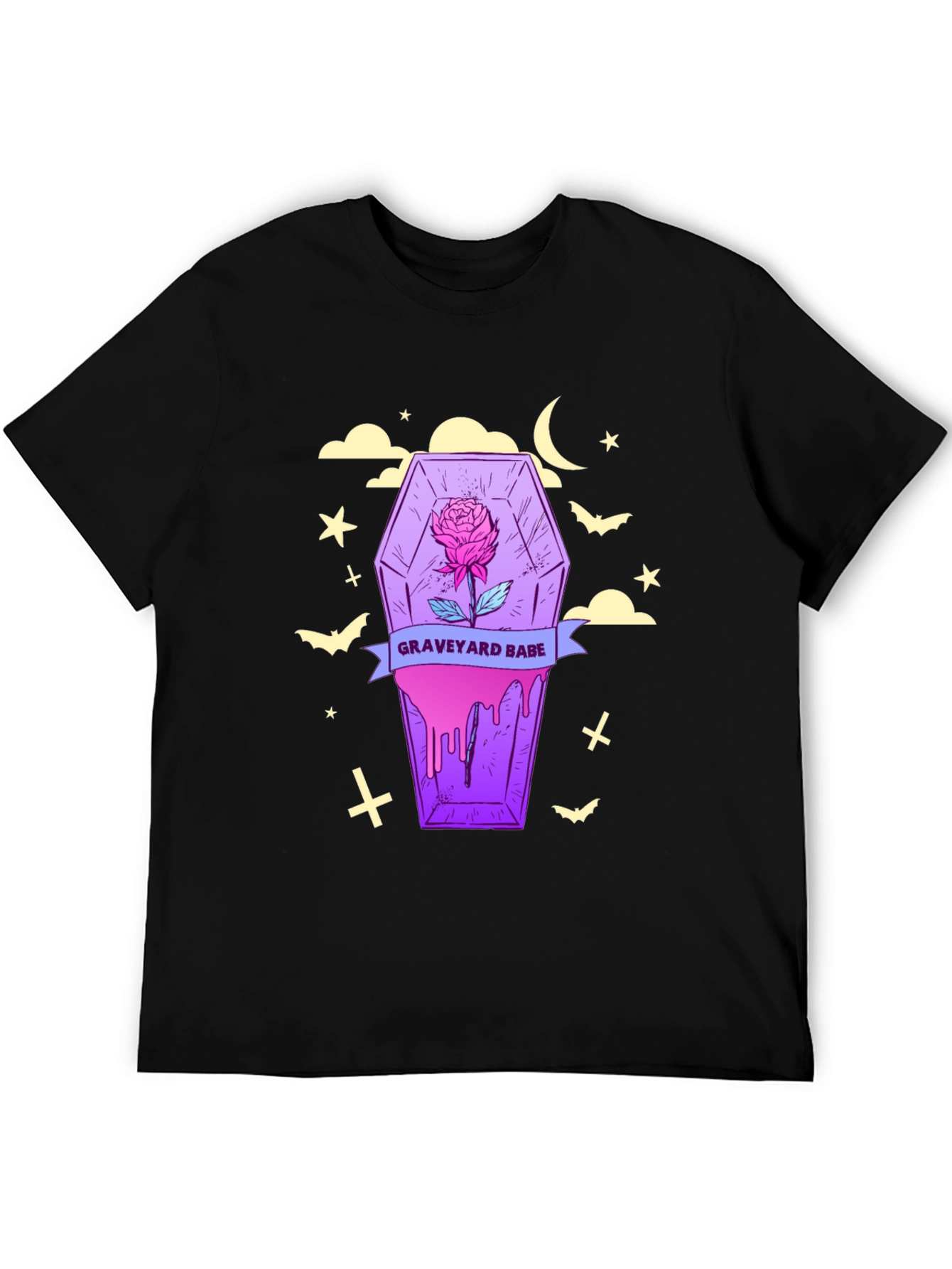 Graveyard Babe T-Shirt: Spooky Coffin Rose Tee