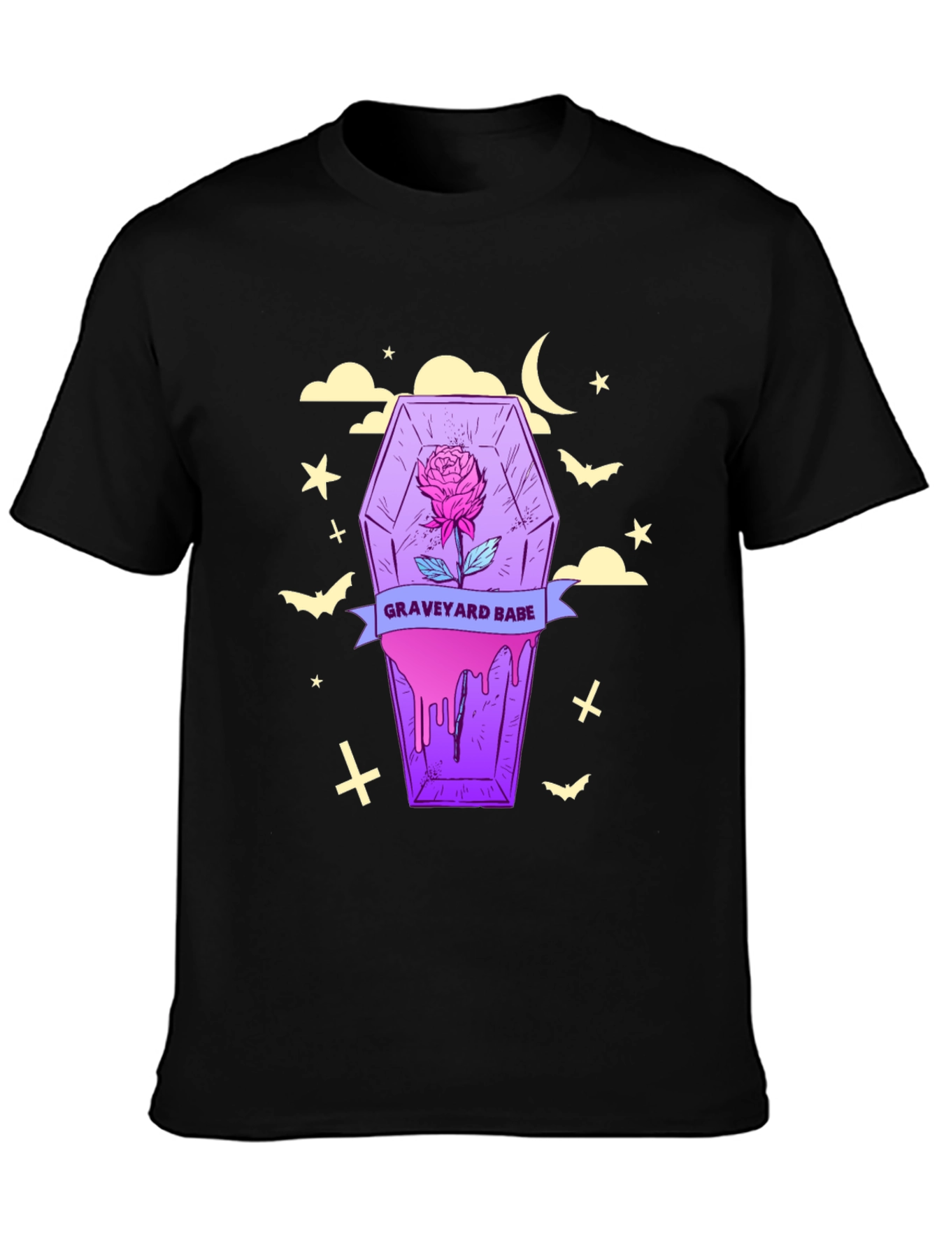 Graveyard Babe T-Shirt: Spooky Coffin Rose Tee