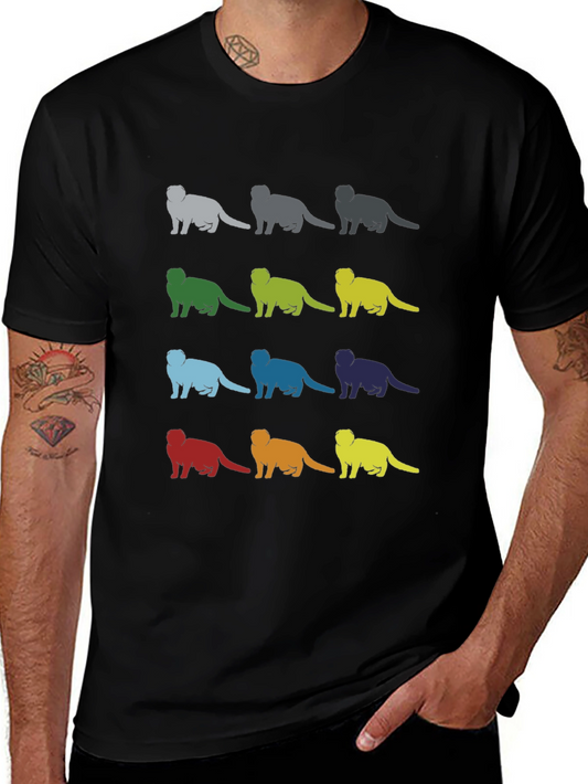 Colorful Ferret Silhouette Graphic T-Shirt