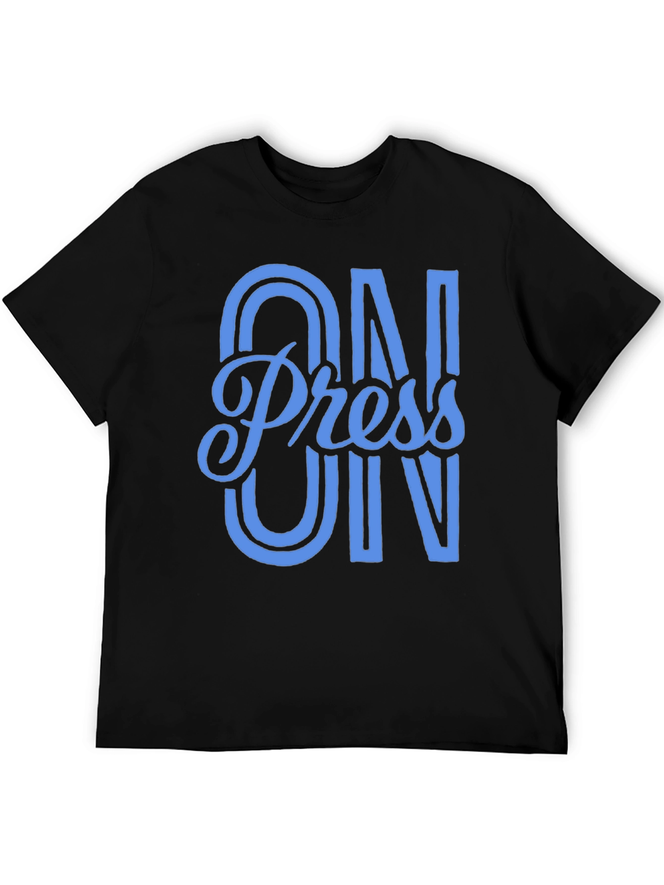 Press On Black Cotton Graphic T-Shirt