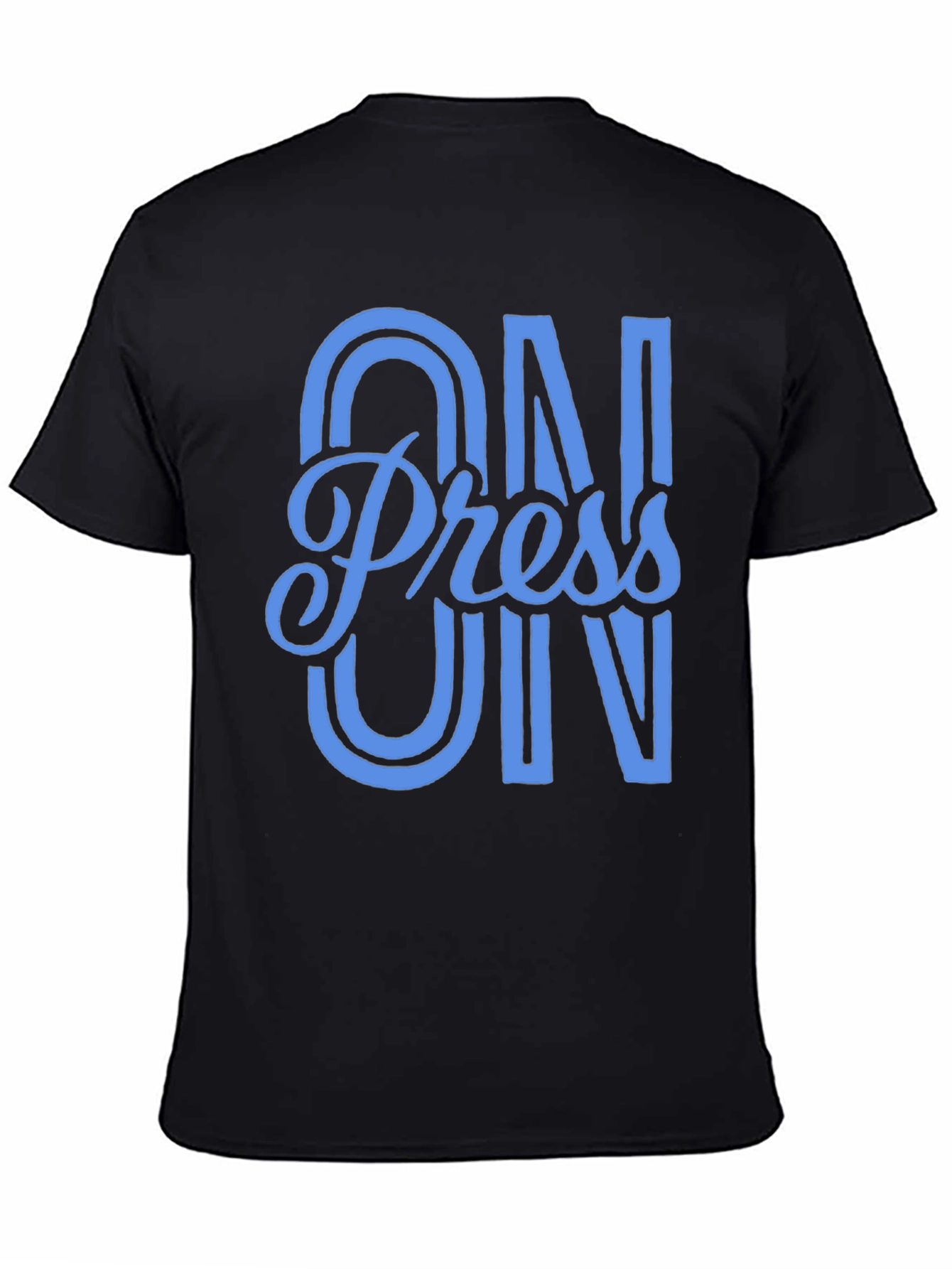 Press On Black Cotton Graphic T-Shirt