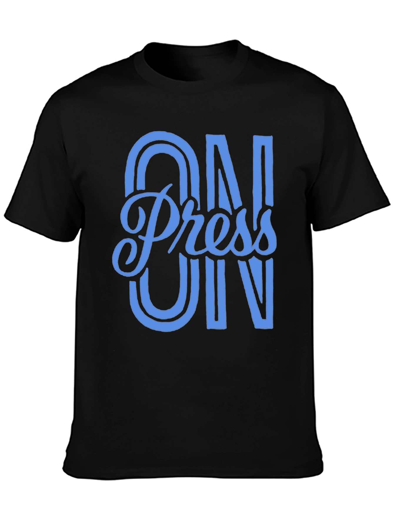 Press On Black Cotton Graphic T-Shirt