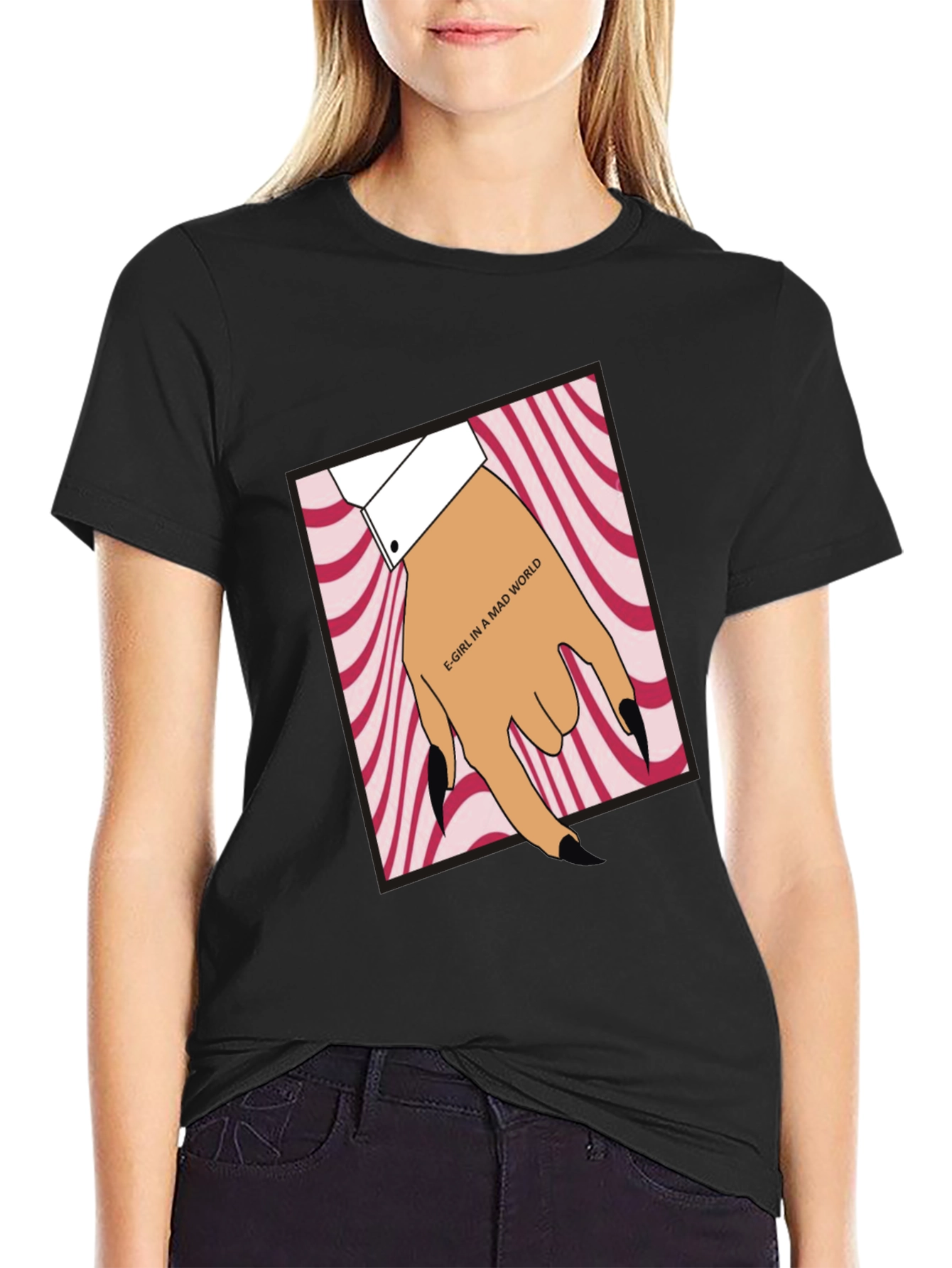 E-Girl in a Mad World Black T-Shirt