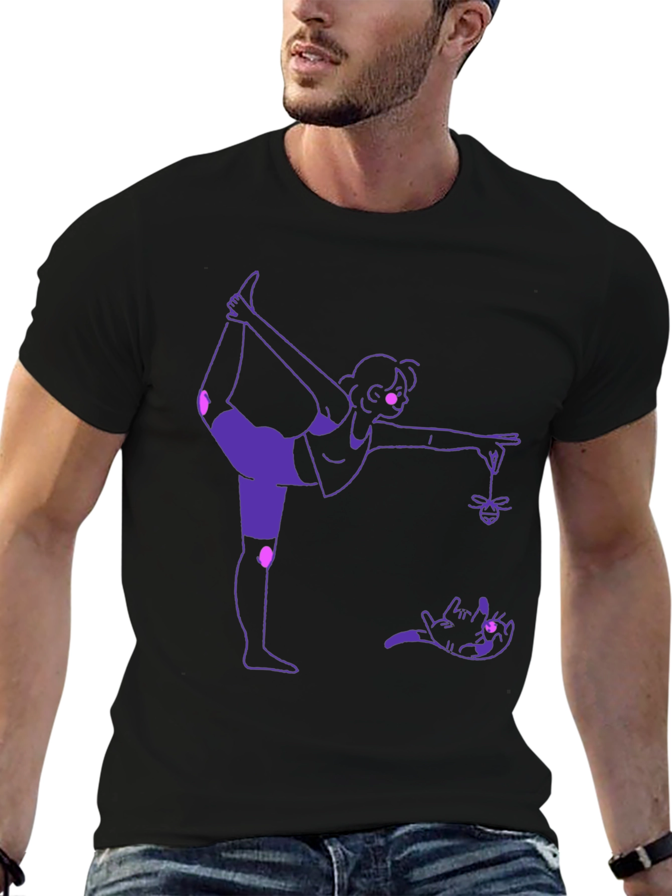 Yoga Cat Black T-Shirt