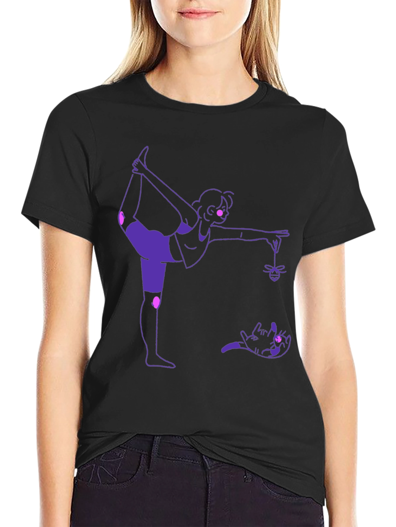 Yoga Cat Black T-Shirt