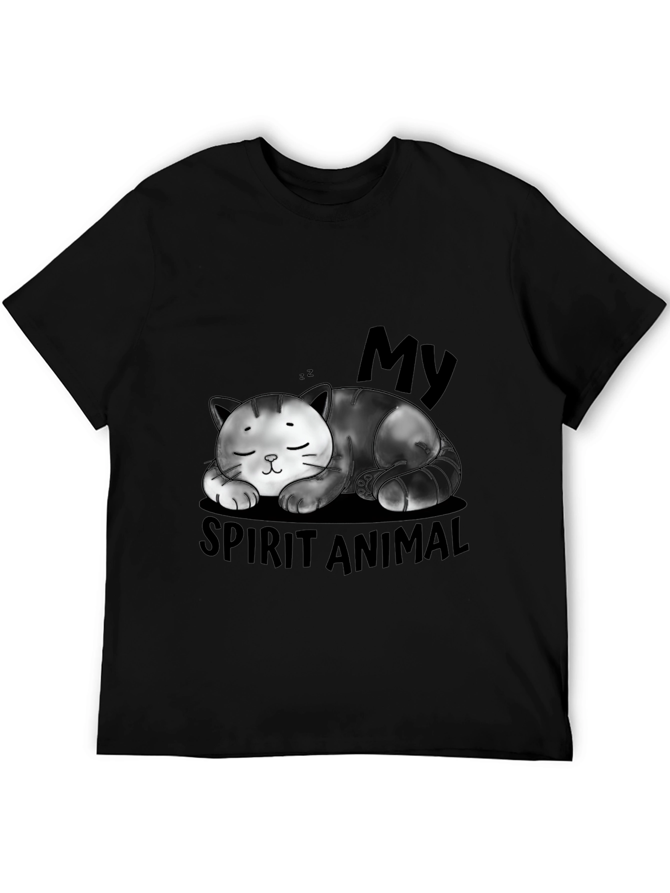 My Spirit Animal Cat Black Graphic T-Shirt