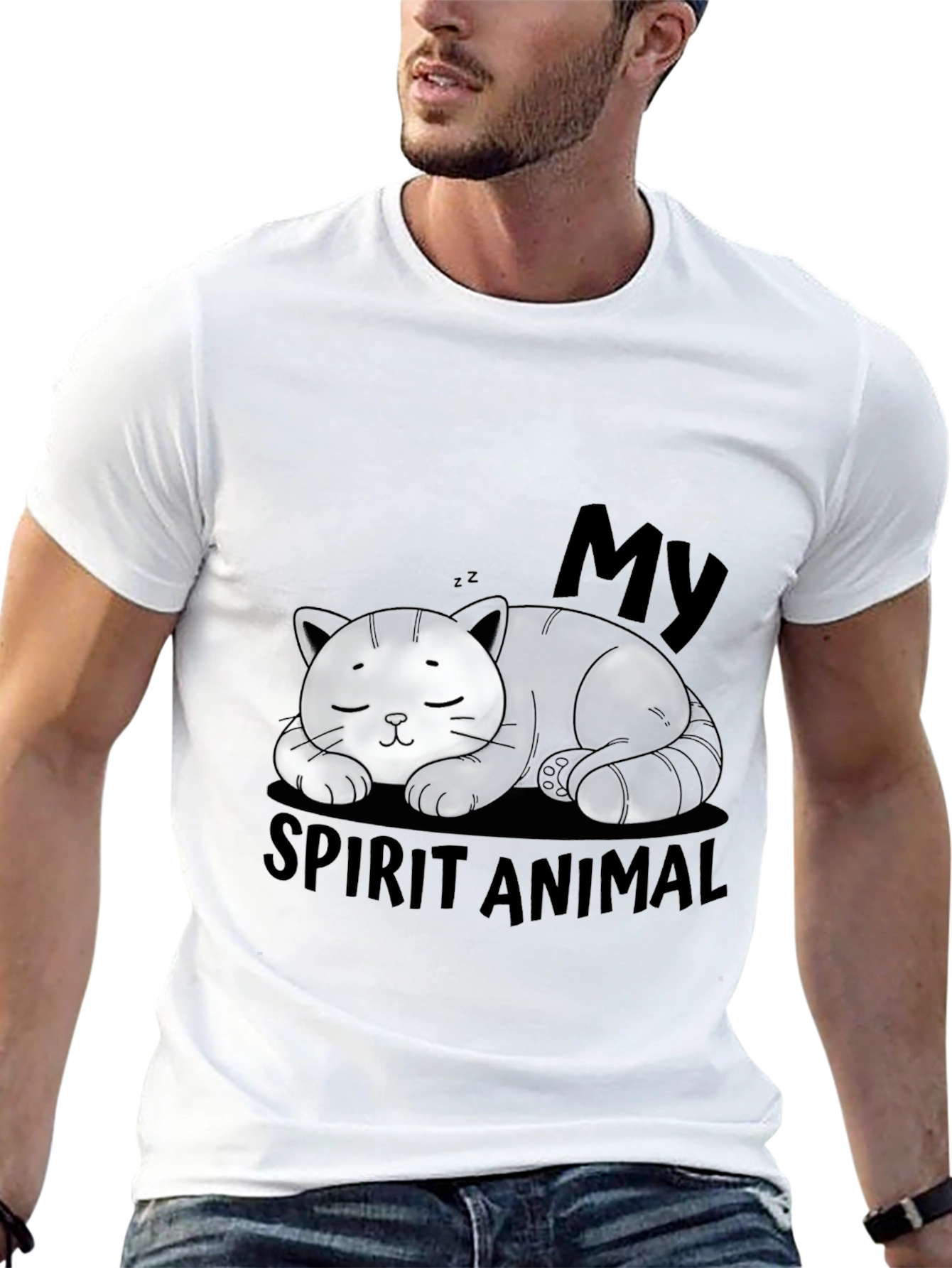 My Spirit Animal Cat Black Graphic T-Shirt