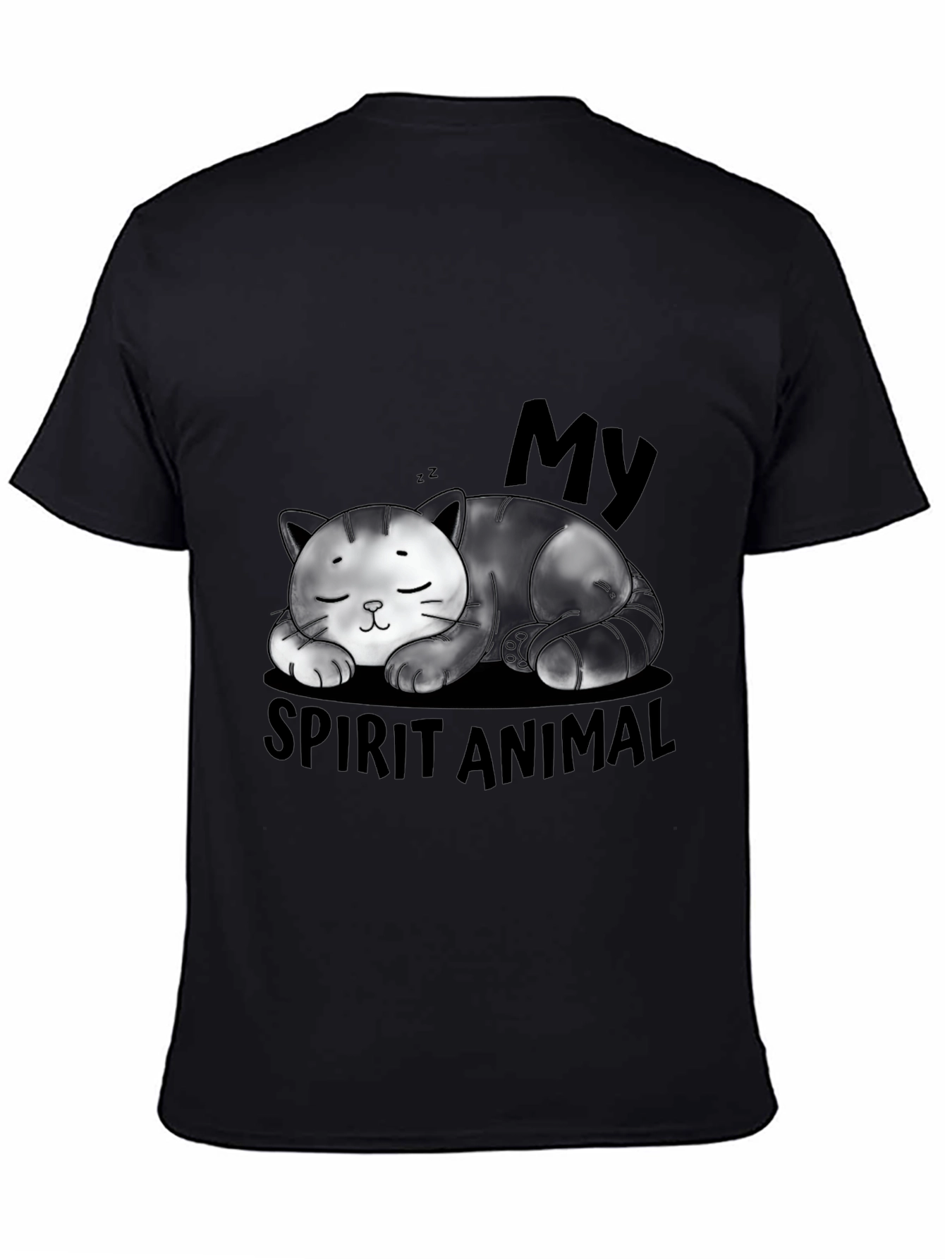 My Spirit Animal Cat Black Graphic T-Shirt