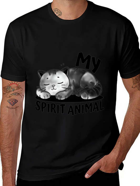 My Spirit Animal Cat Black Graphic T-Shirt