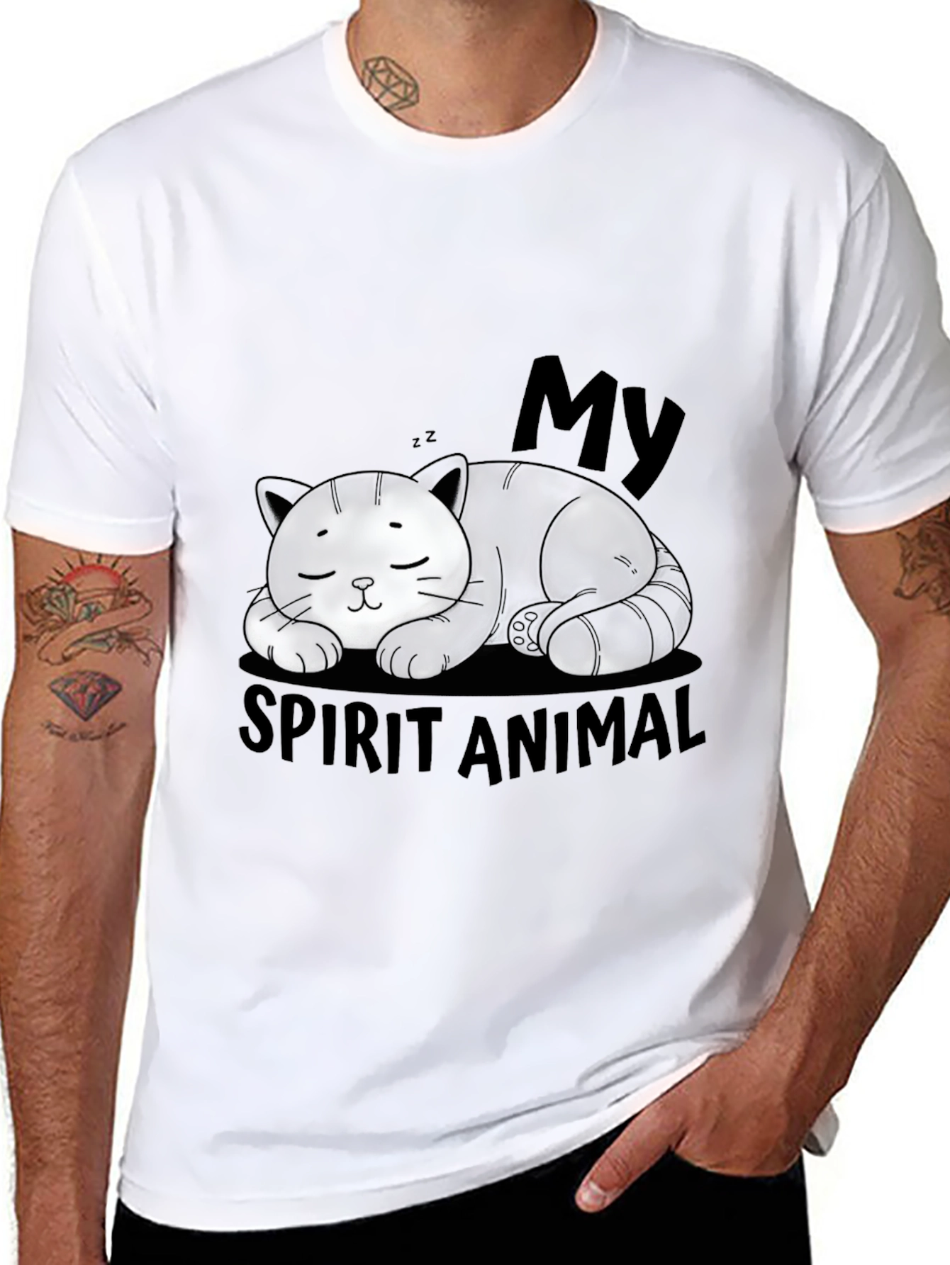 My Spirit Animal Cat Black Graphic T-Shirt