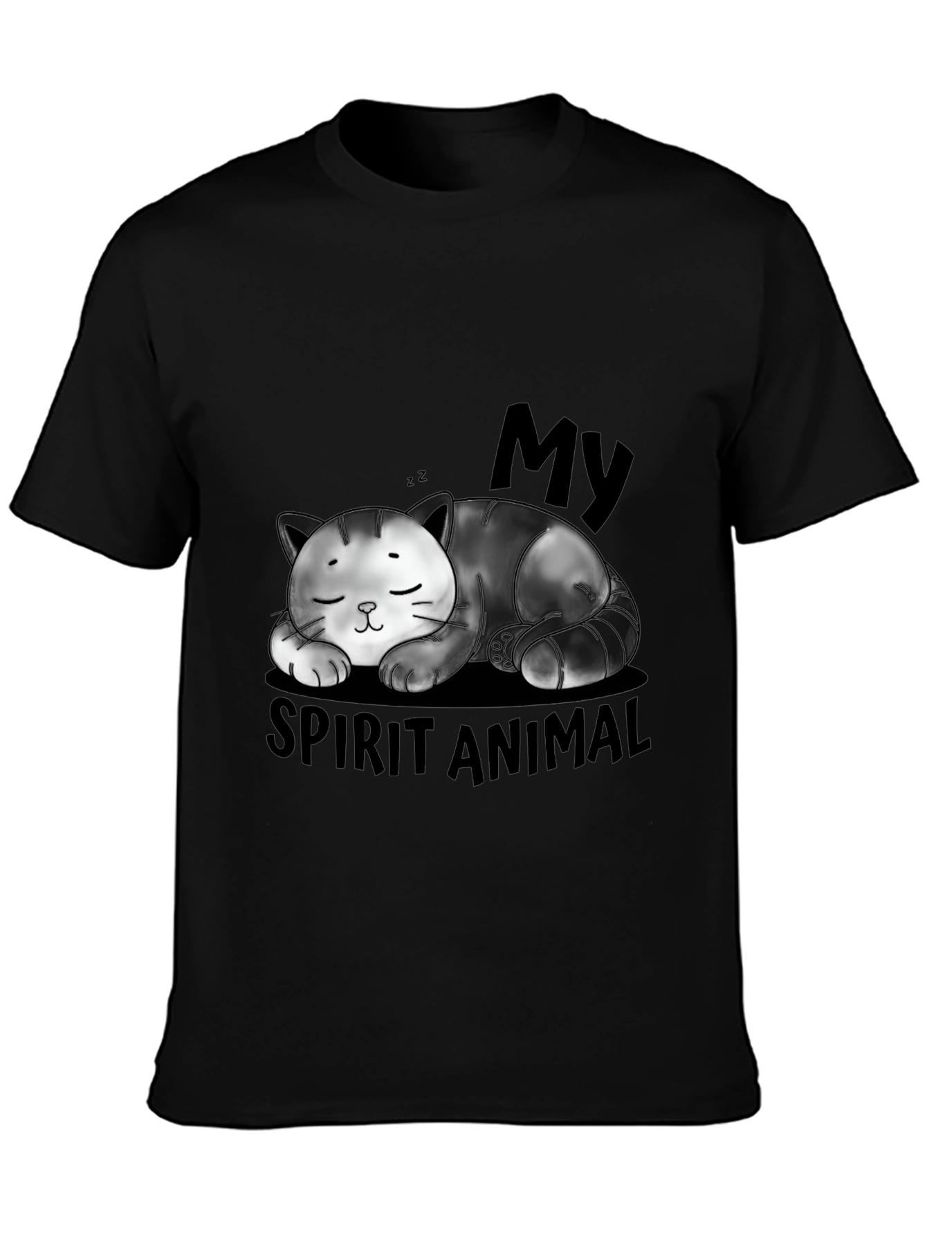 My Spirit Animal Cat Black Graphic T-Shirt