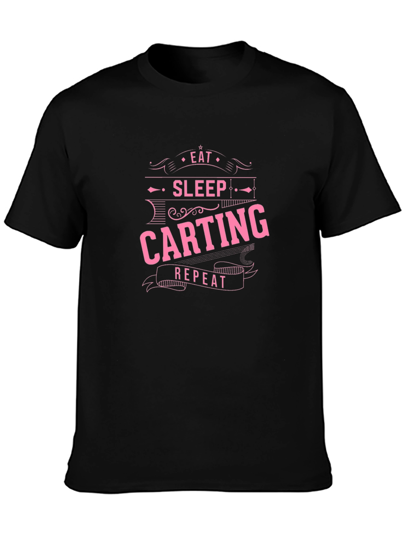 Eat Sleep Carting Repeat T-Shirt - Black Cotton Tee