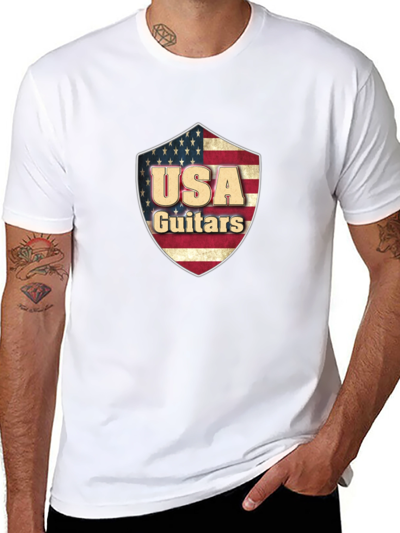 USA Guitars Shield Graphic Black T-Shirt