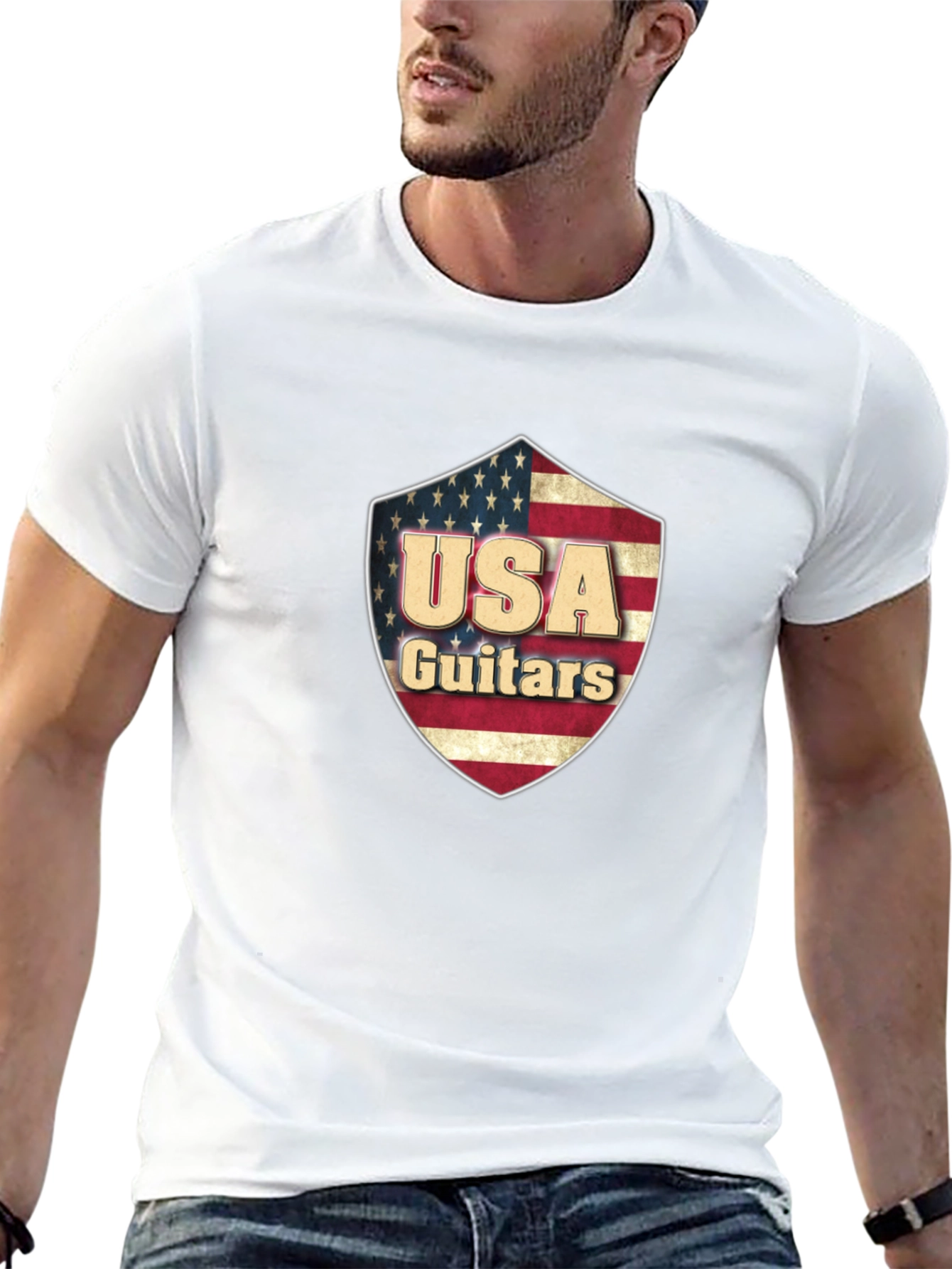 USA Guitars Shield Graphic Black T-Shirt