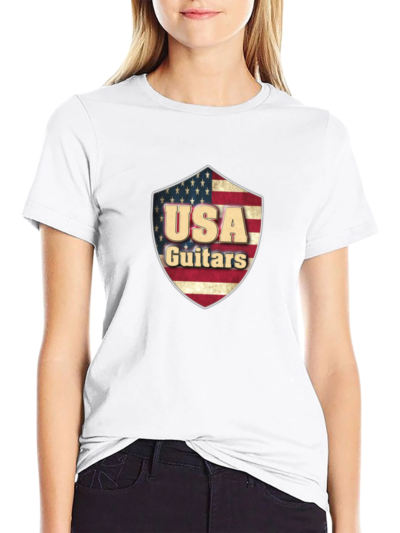 USA Guitars Shield Graphic Black T-Shirt