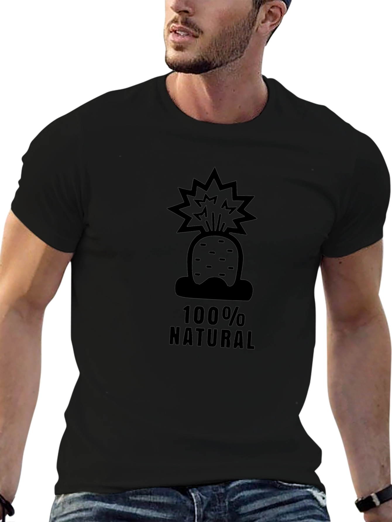 100% Natural Carrot T-Shirt - Black