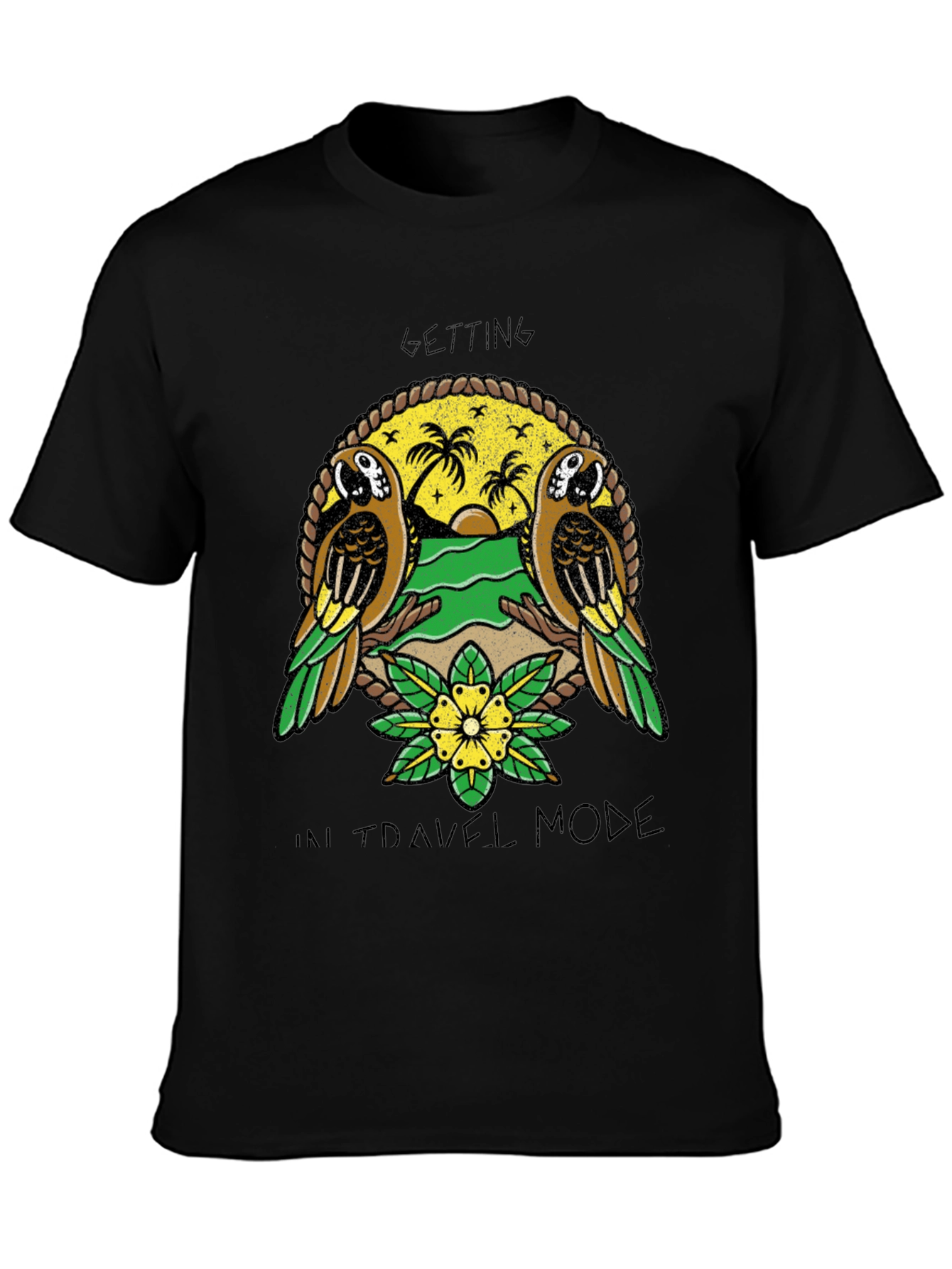 Travel Mode Parrot Graphic T-Shirt