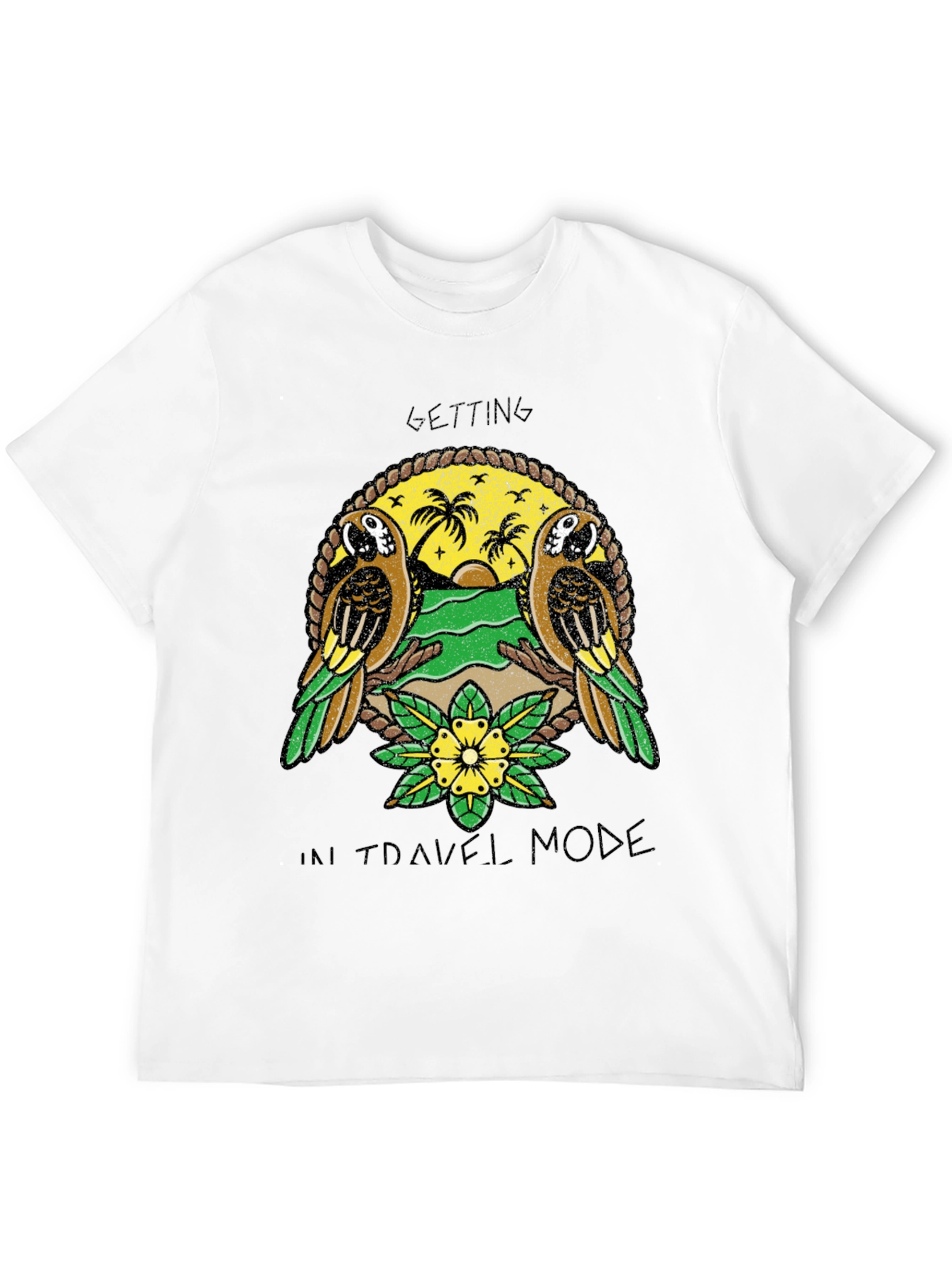 Travel Mode Parrot Graphic T-Shirt
