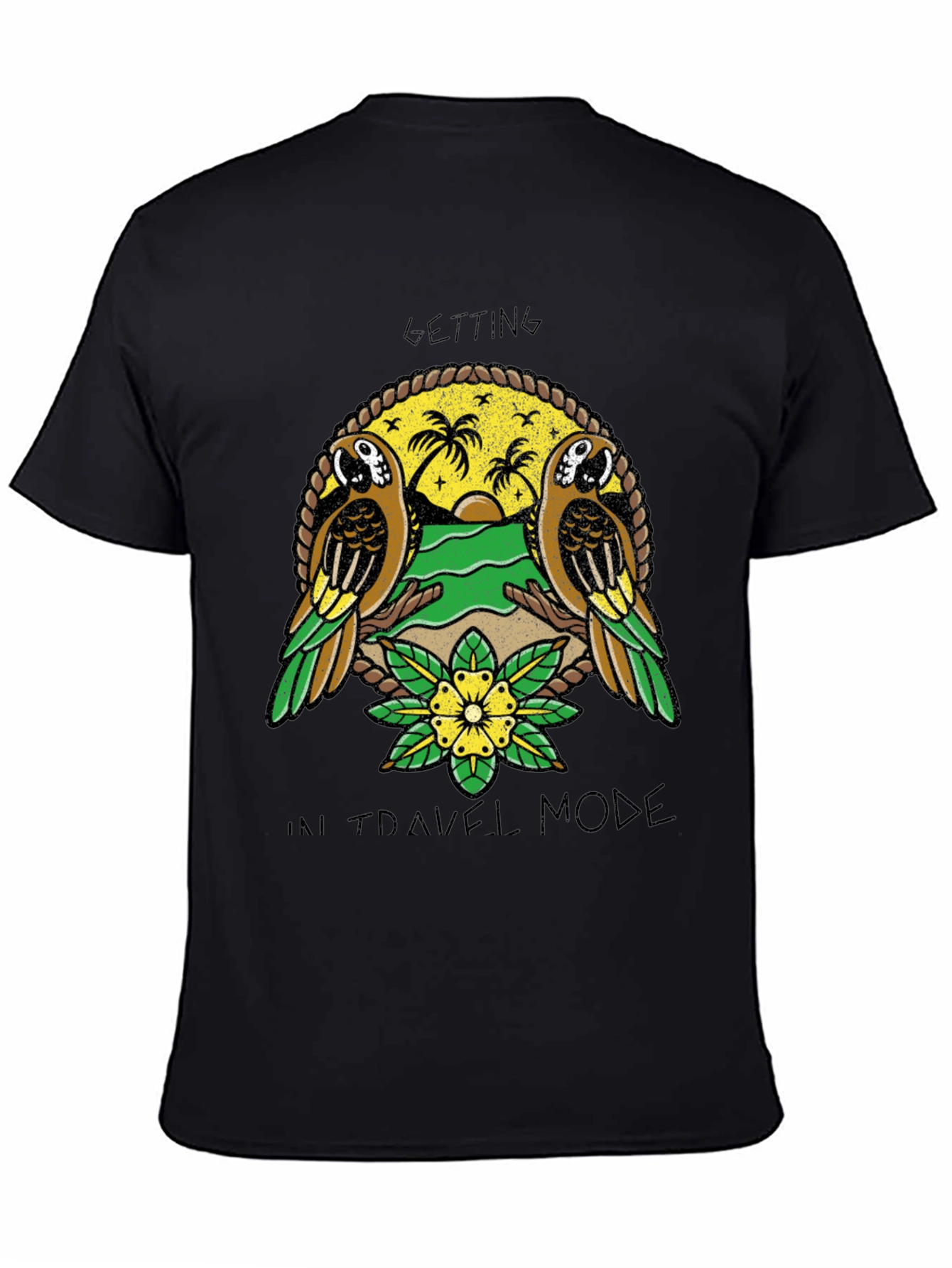 Travel Mode Parrot Graphic T-Shirt