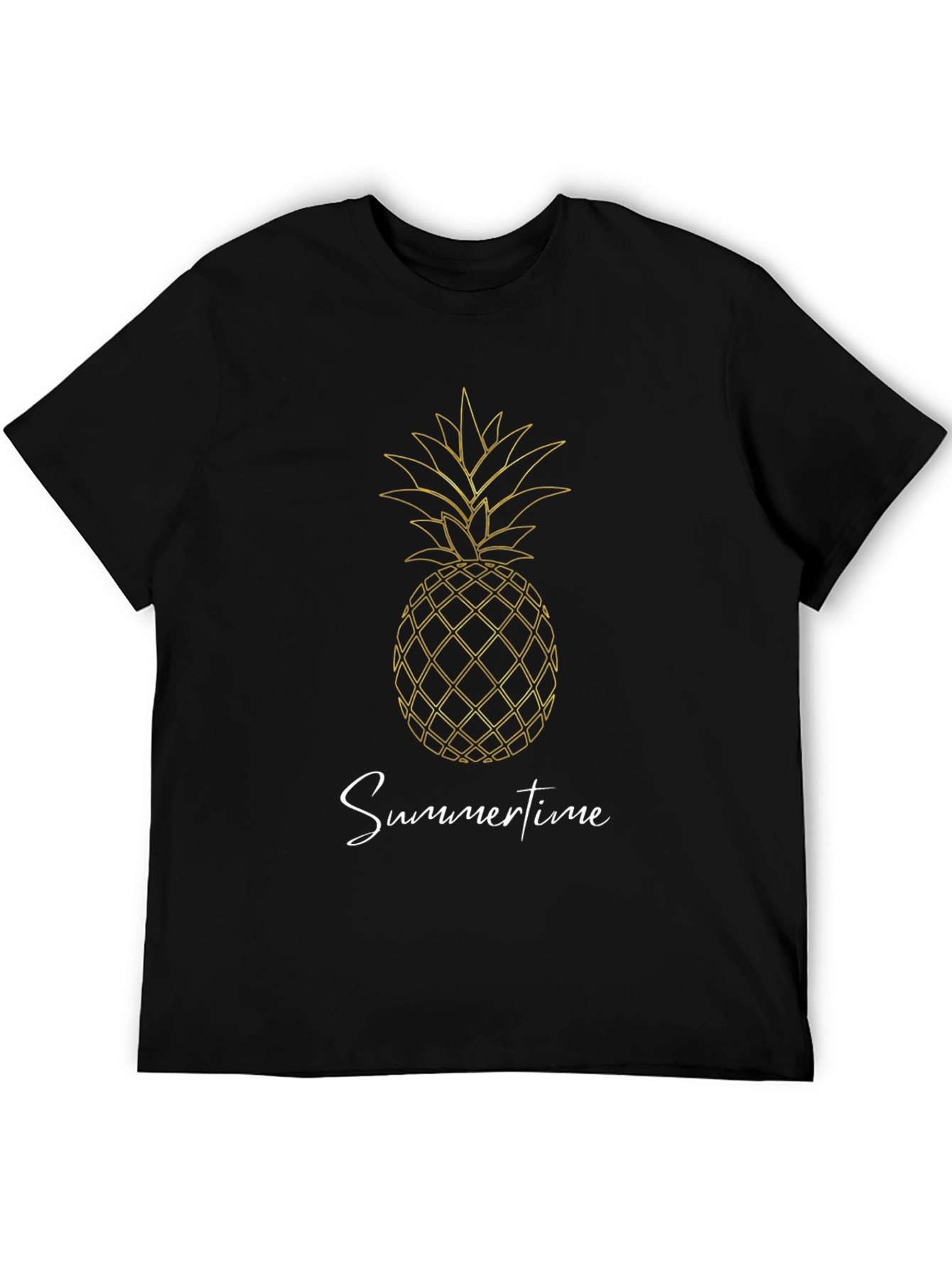 Pineapple Summertime Graphic Black T-Shirt