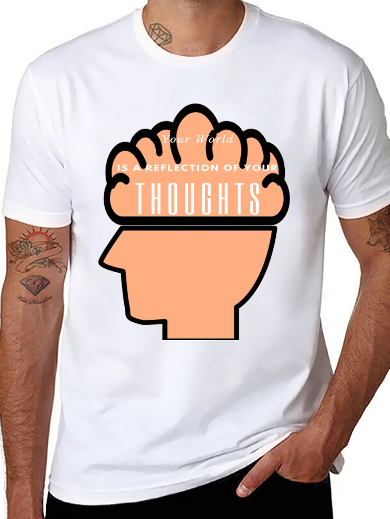 Thoughtful Reflection Graphic Tee - Mens Black T-Shirt